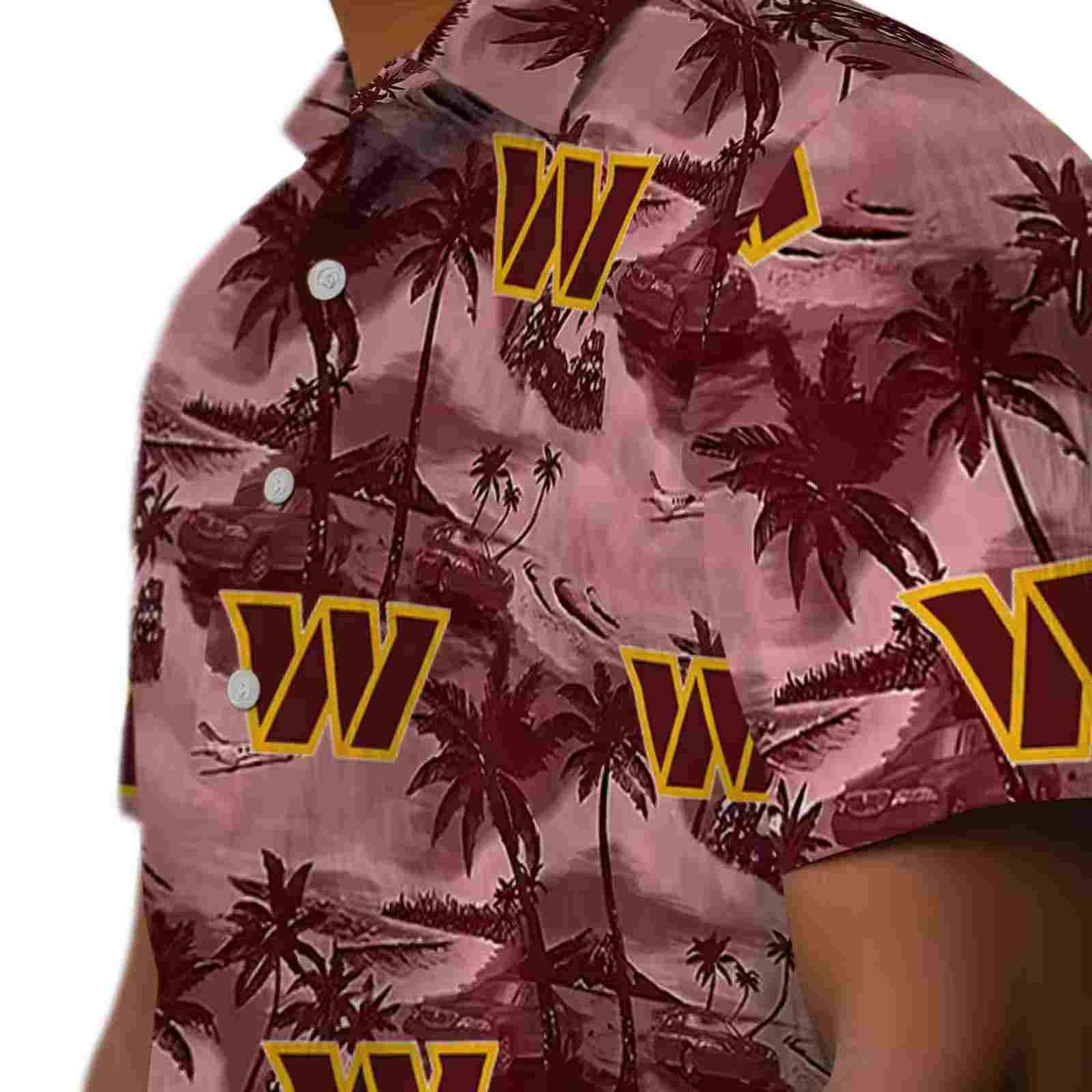 washington commanders coastal palms burgundy hawaiian shirt trendy