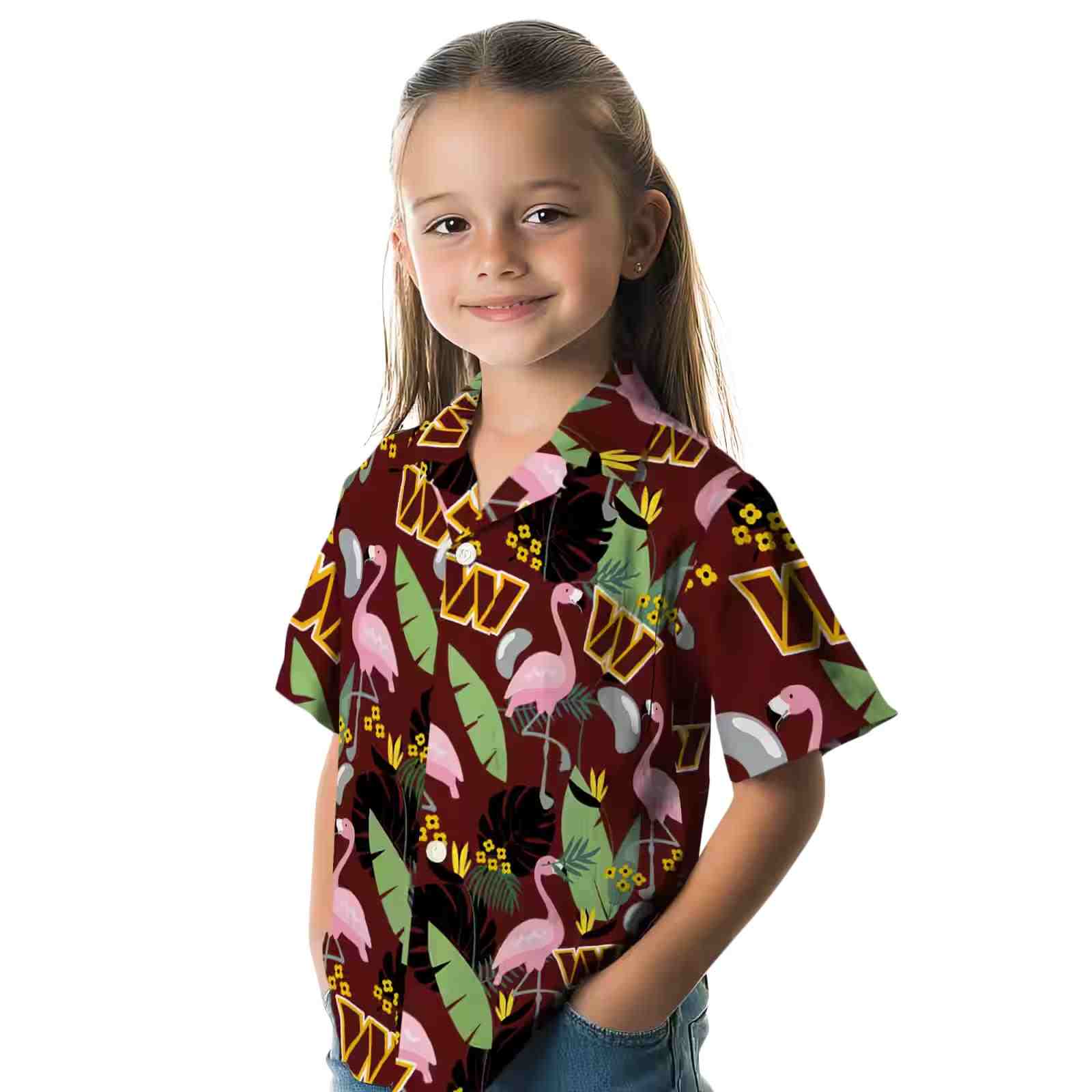 washington commanders flamingo leaves burgundy hawaiian shirt premium grade