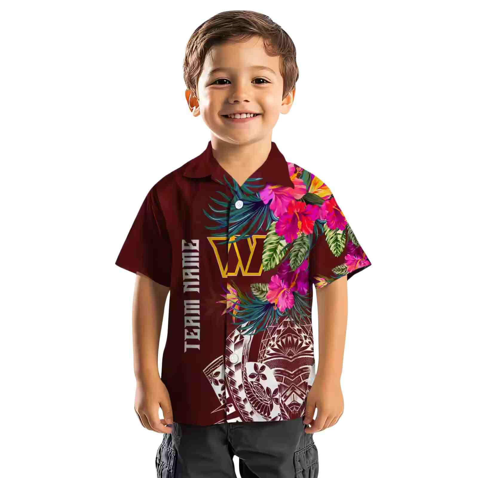 washington commanders floral polynesian burgundy hawaiian shirt top rated