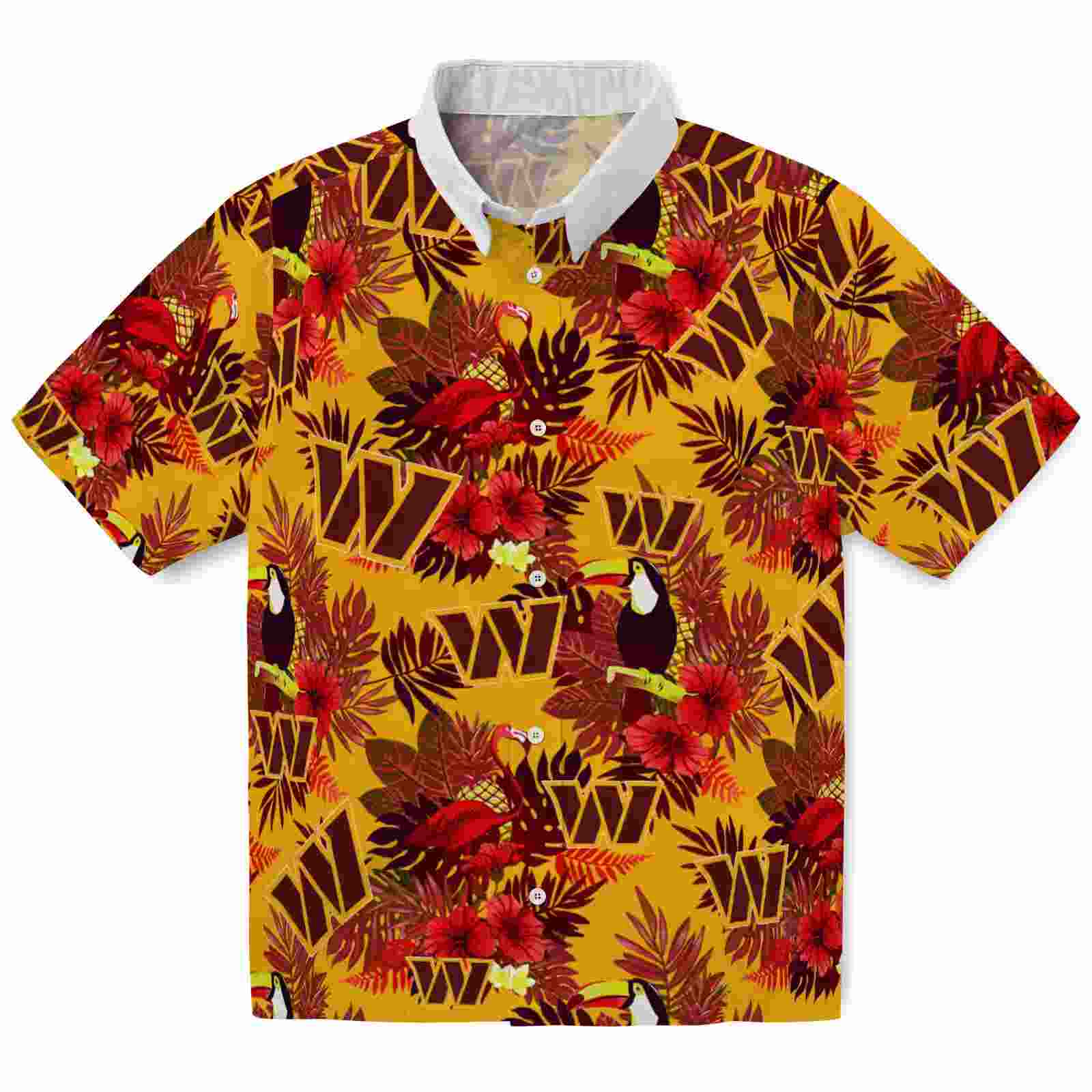 Washington Commanders Floral Toucan Burgundy Red Hawaiian Shirt