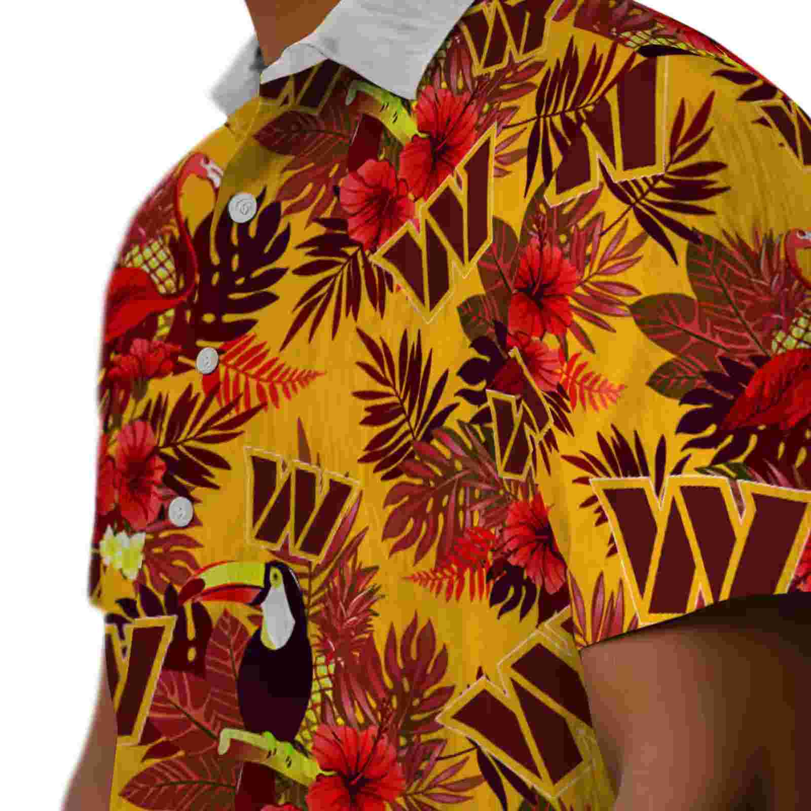 washington commanders floral toucan burgundy red hawaiian shirt trendy