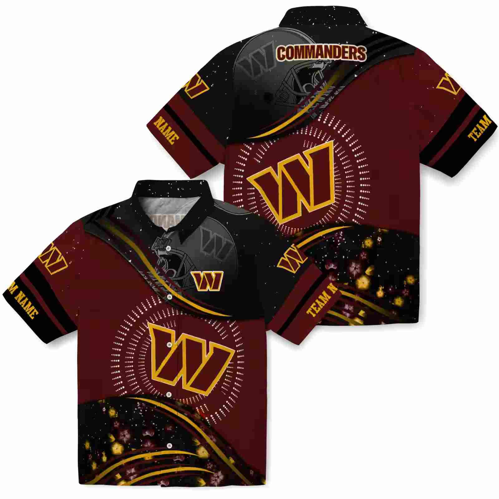 washington commanders football wave burgundy black hawaiian shirt high quality