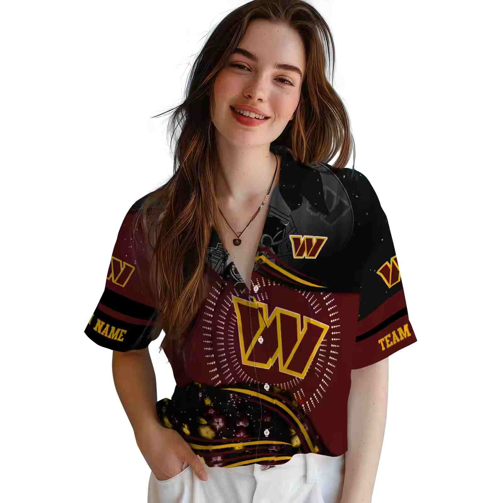 washington commanders football wave burgundy black hawaiian shirt latest model