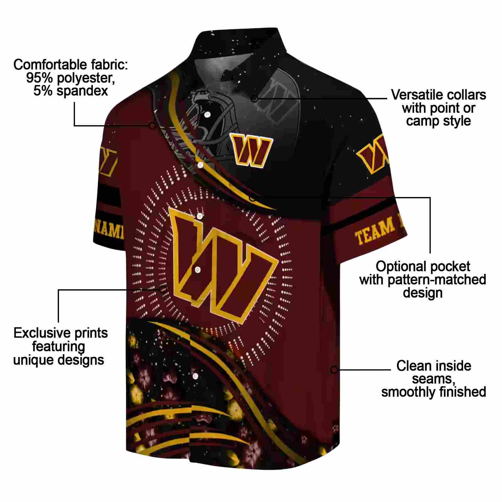 washington commanders football wave burgundy black hawaiian shirt new arrival