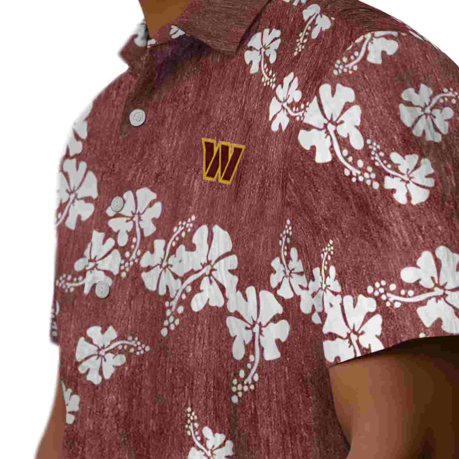 washington commanders hibiscus clusters burgundy hawaiian shirt trendy