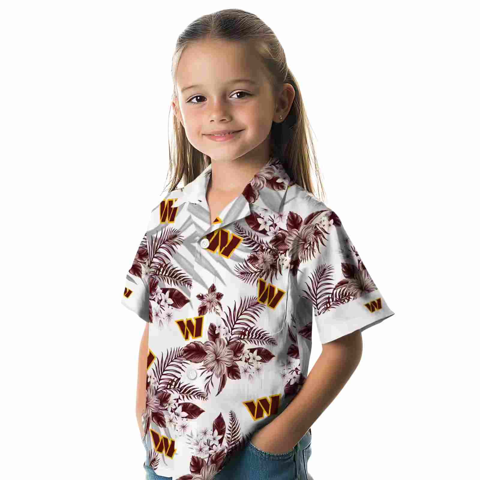 washington commanders hibiscus palm leaves burgundy white hawaiian shirt premium grade