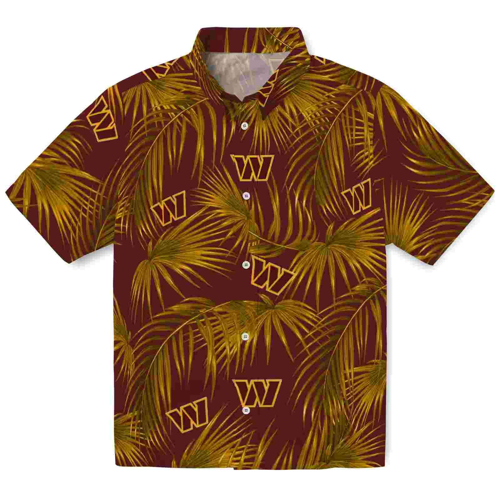 Washington Commanders Leafy Palms Burgundy Hawaiian Shirt