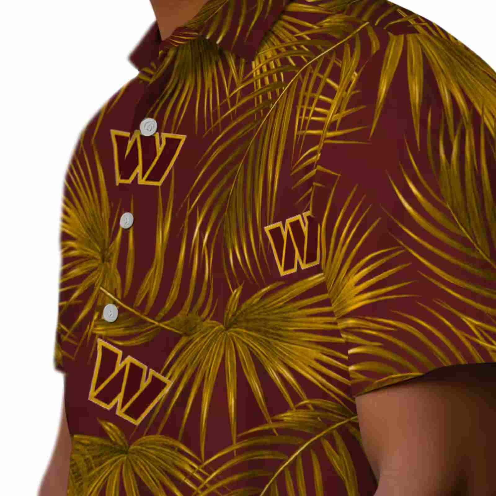 washington commanders leafy palms burgundy hawaiian shirt trendy