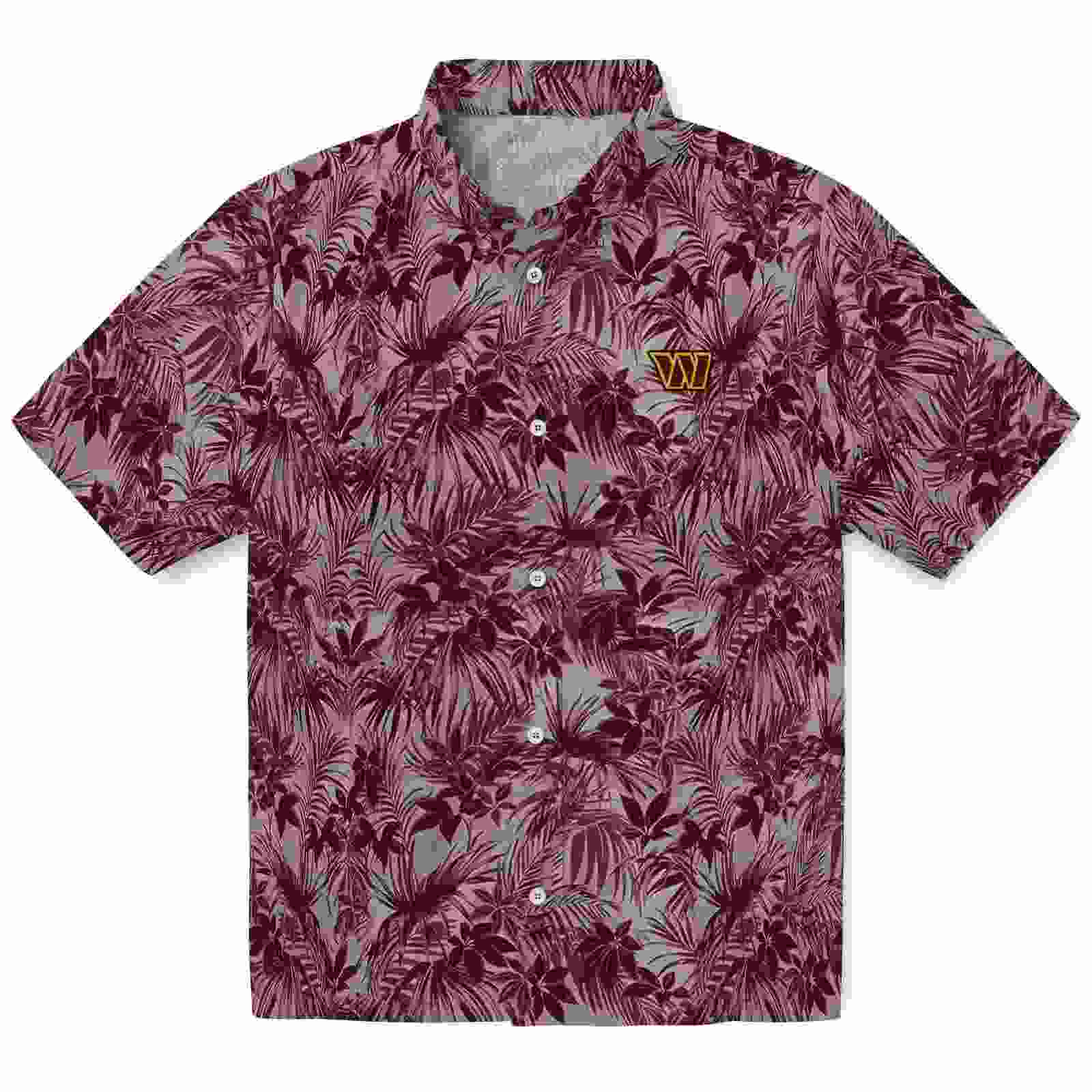 Washington Commanders Leafy Pattern Burgundy Hawaiian Shirt