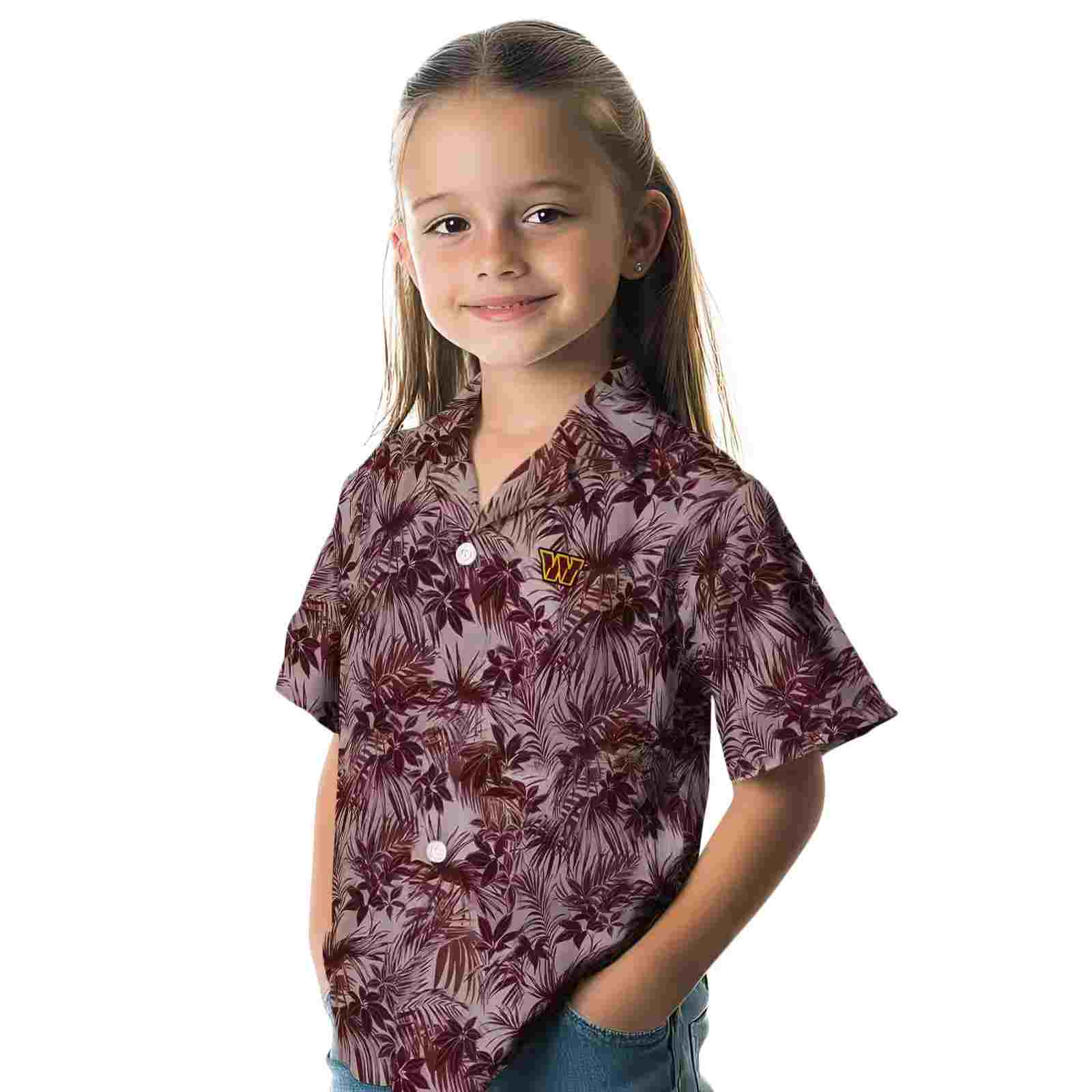 washington commanders leafy pattern burgundy hawaiian shirt premium grade