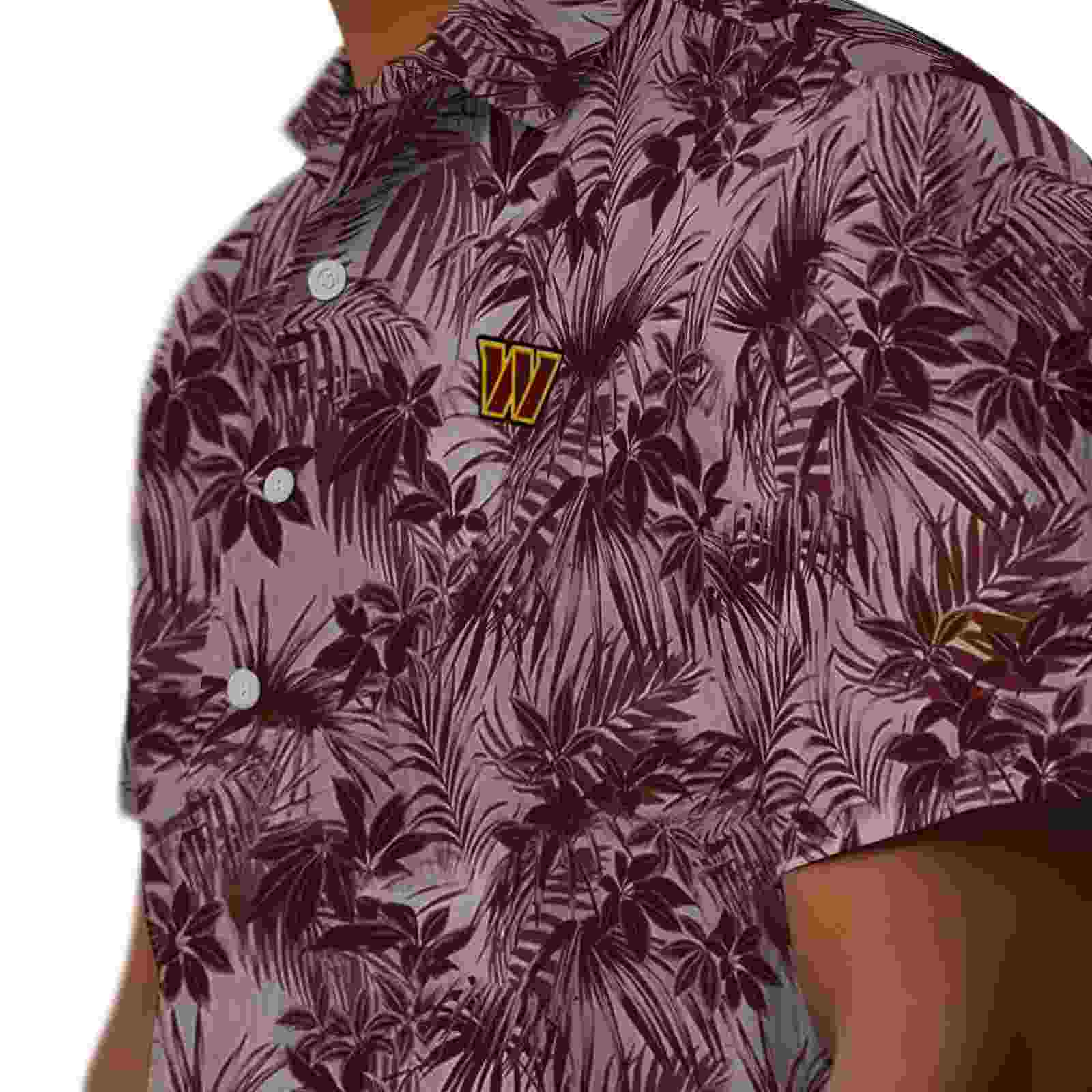 washington commanders leafy pattern burgundy hawaiian shirt trendy