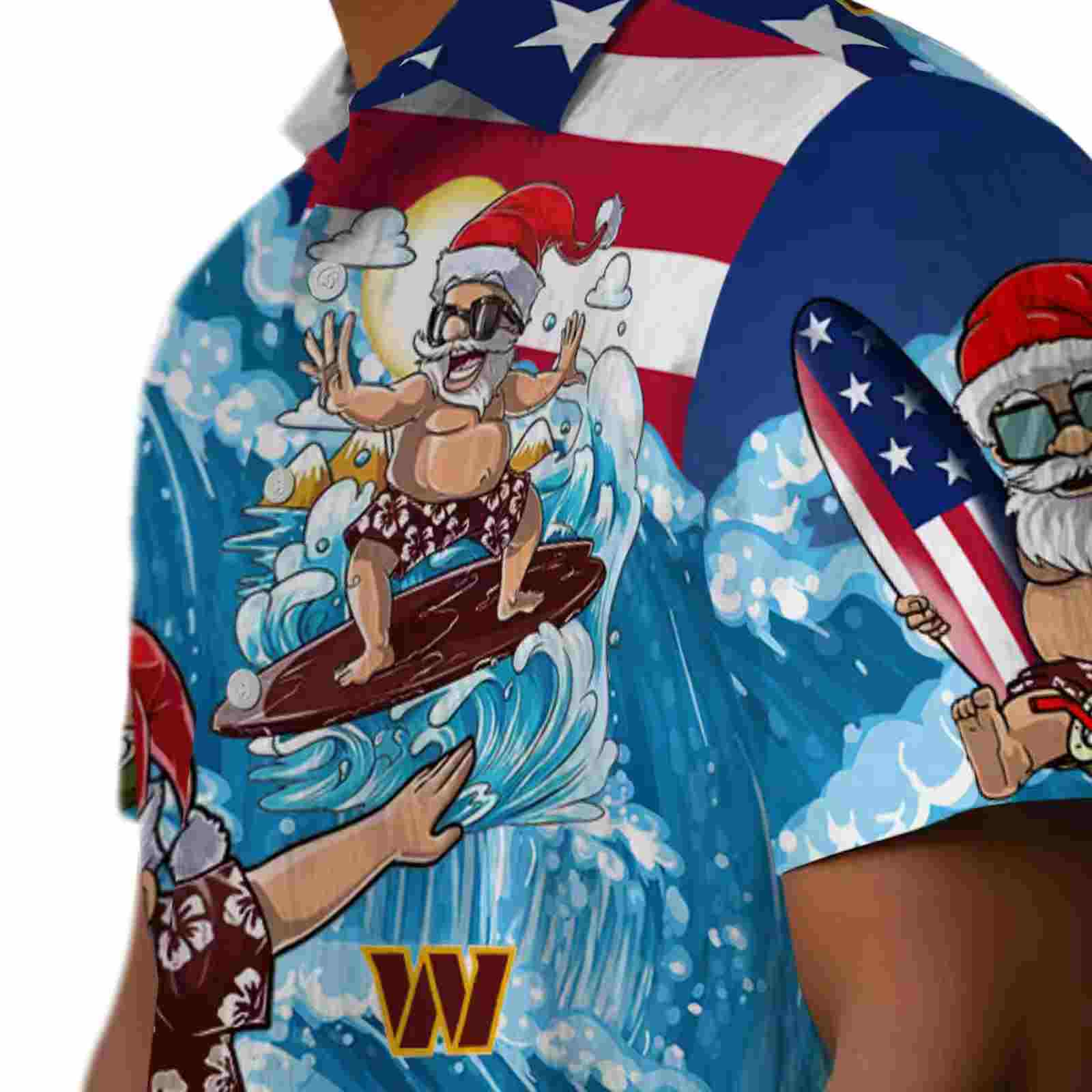 washington commanders surfing santa blue hawaiian shirt trendy