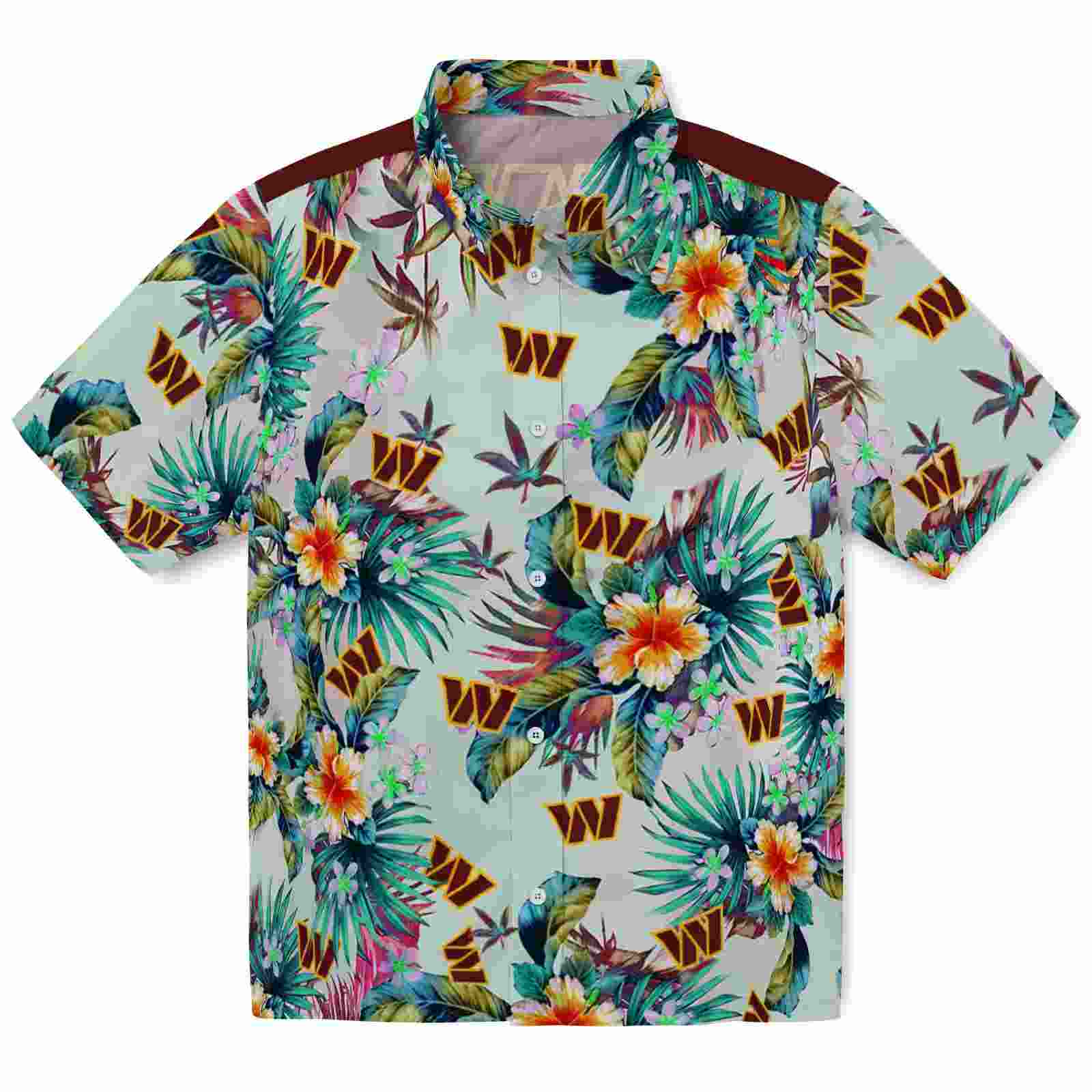 Washington Commanders Tropical Foliage Green Hawaiian Shirt