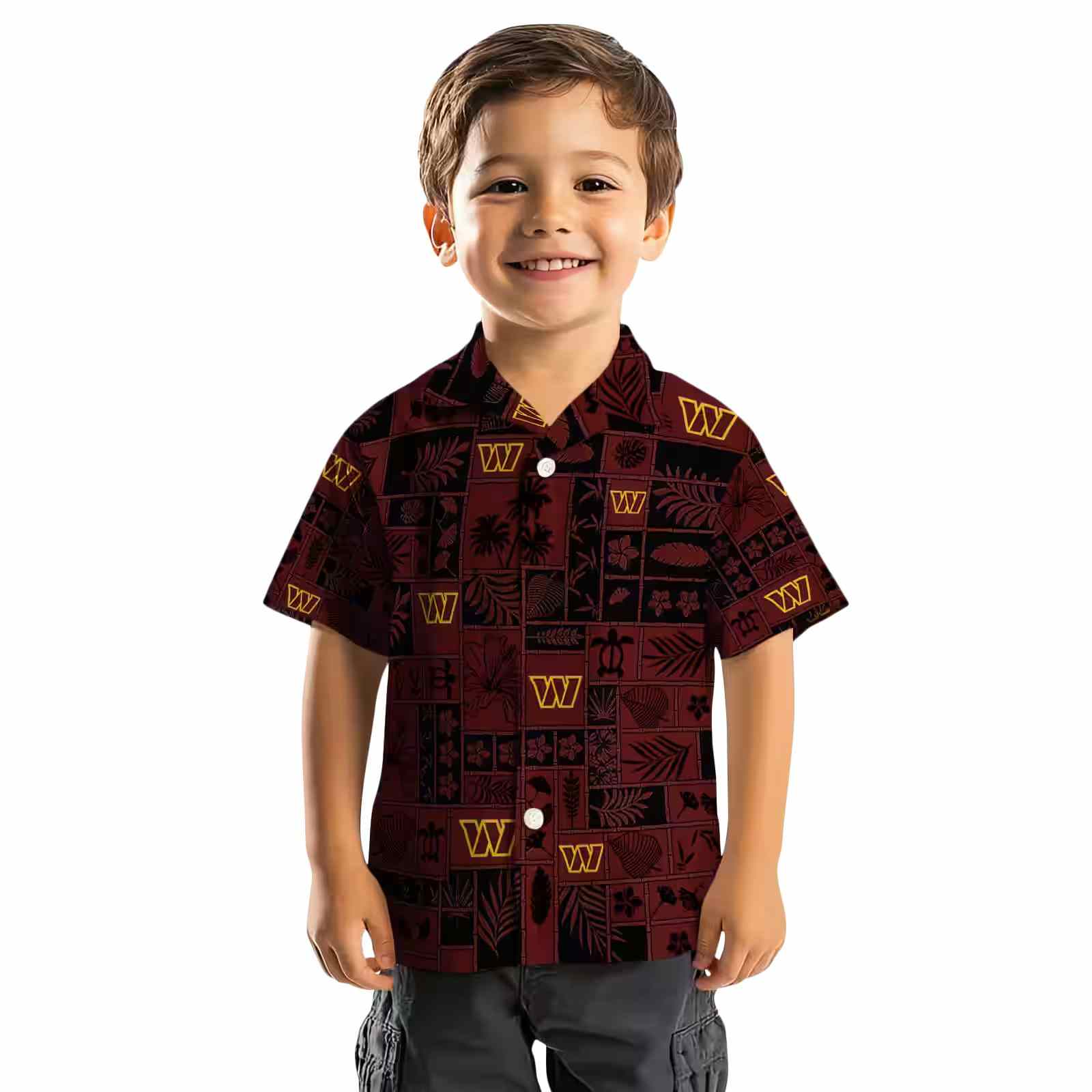 washington commanders tropical patchwork burgundy black hawaiian shirt top rated