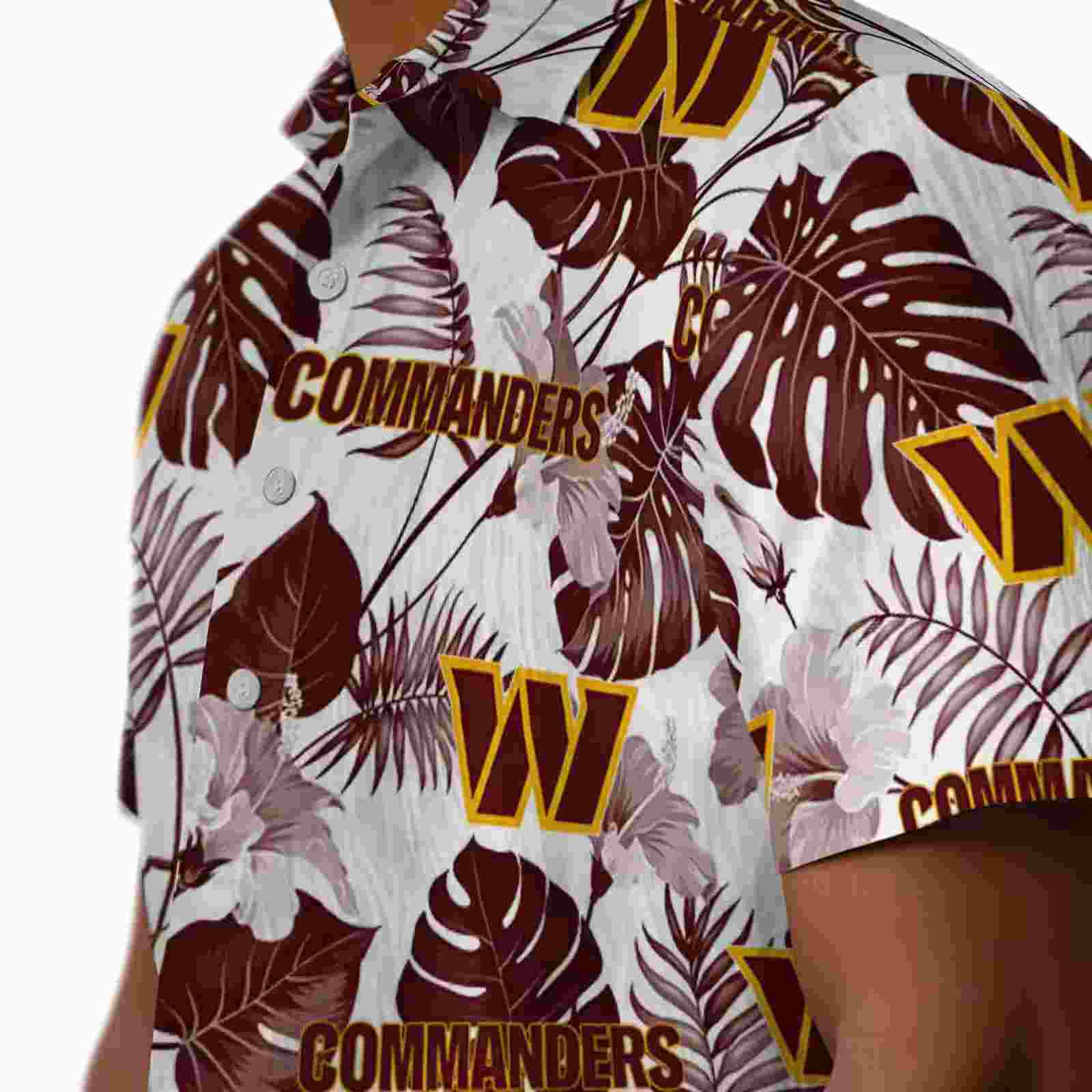 washington commanders tropical plants burgundy white hawaiian shirt trendy