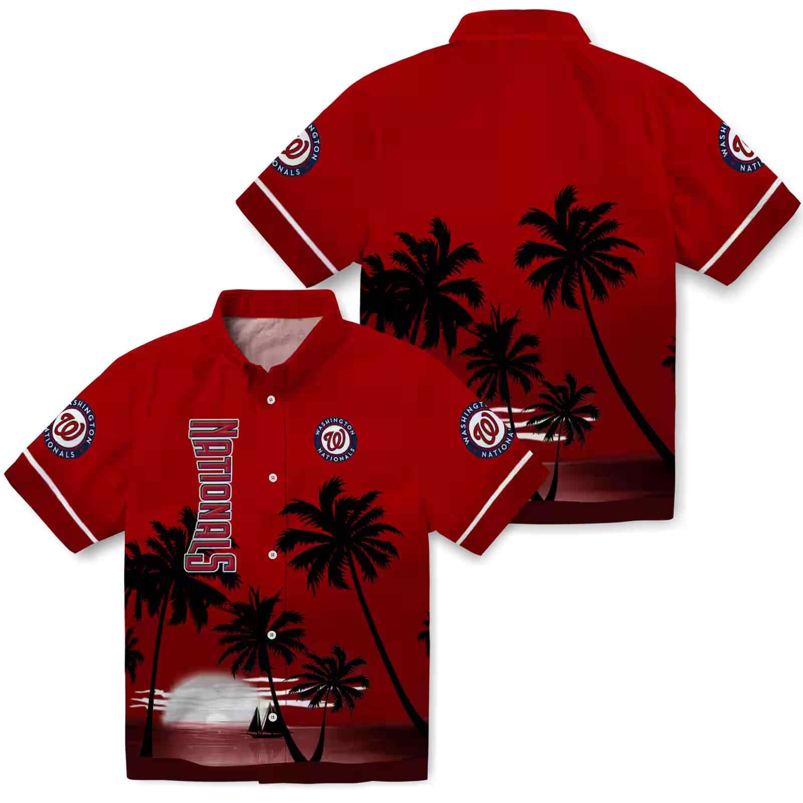 washington nationals beach sunset red black hawaiian shirt high quality