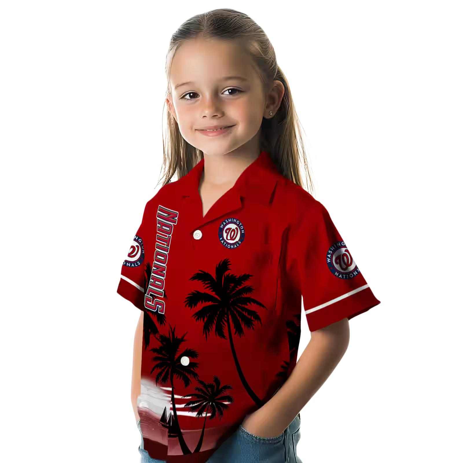 washington nationals beach sunset red black hawaiian shirt premium grade