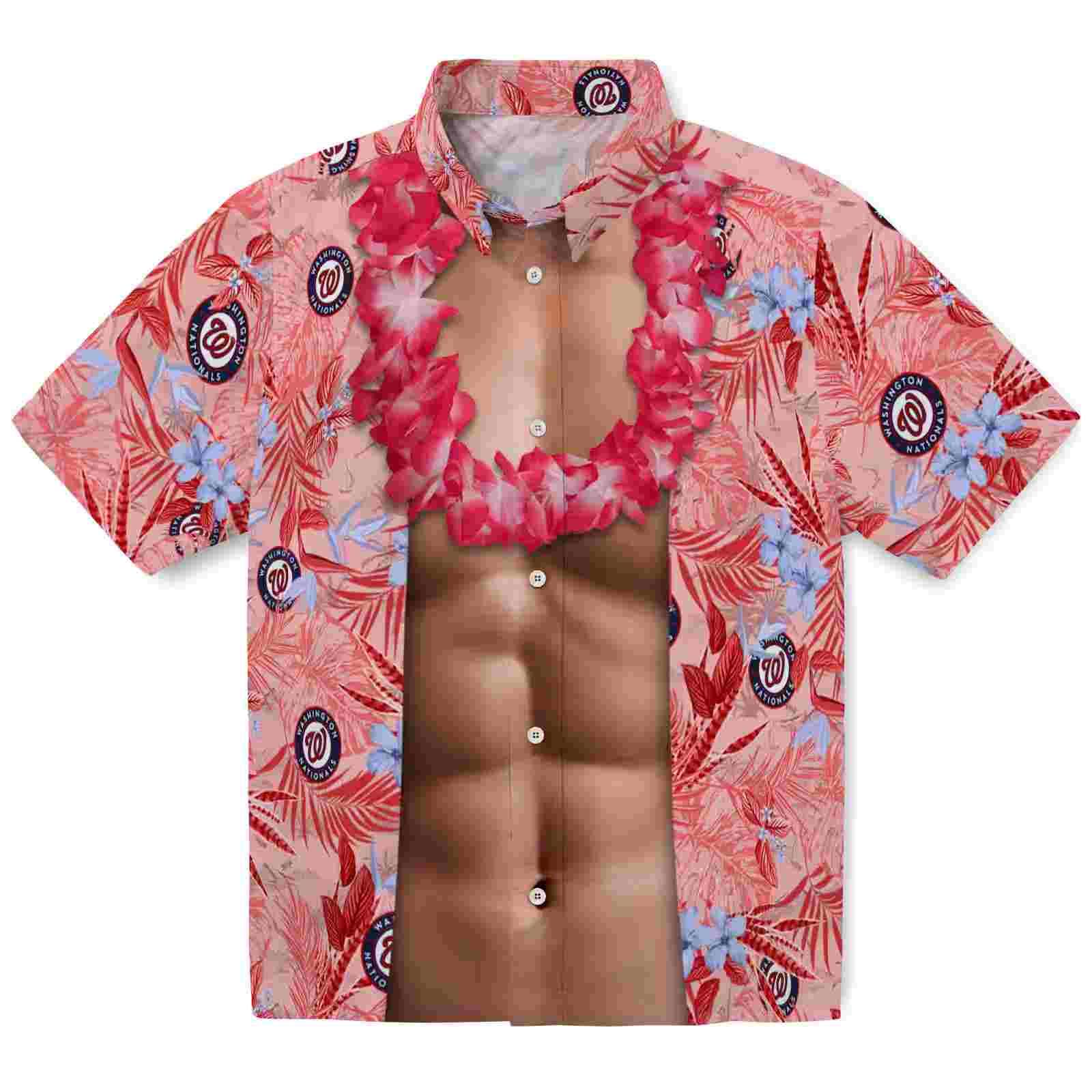 Washington Nationals Chest Illusion Red Hawaiian Shirt