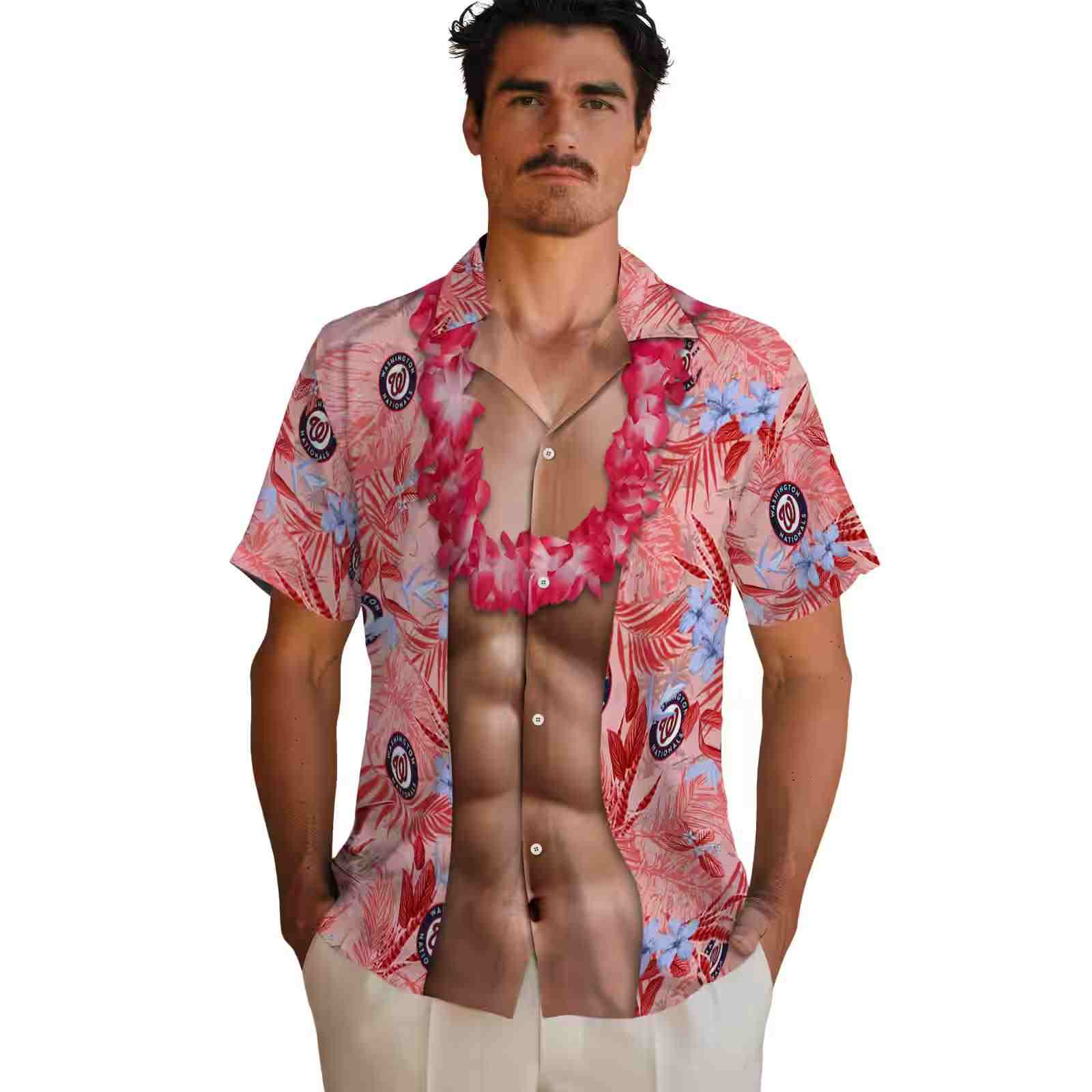 washington nationals chest illusion red hawaiian shirt fashion forward