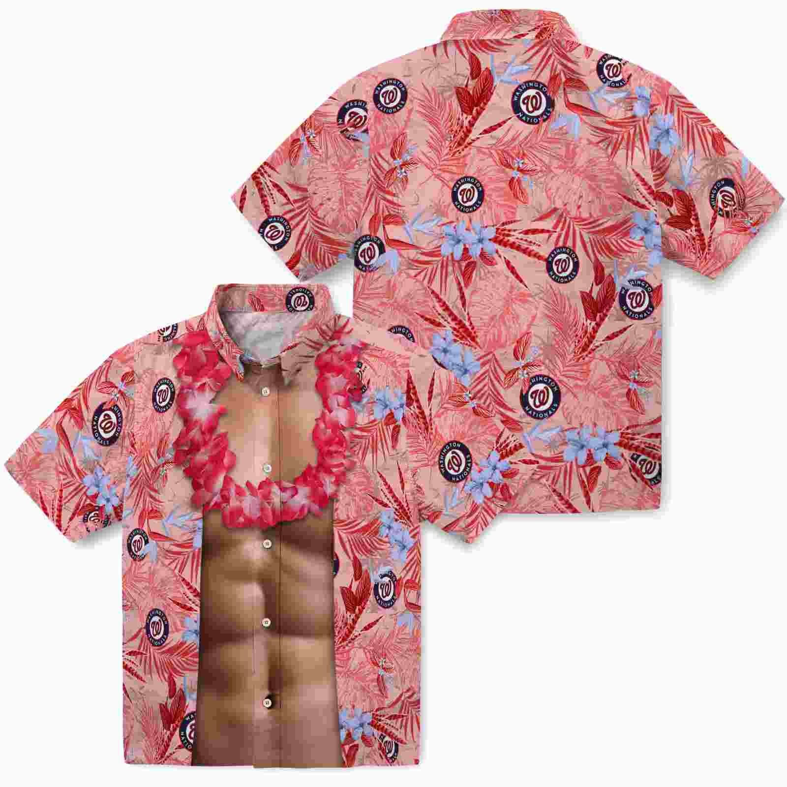 washington nationals chest illusion red hawaiian shirt high quality