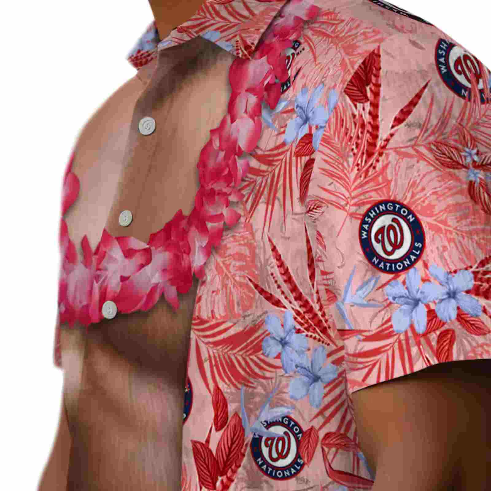 washington nationals chest illusion red hawaiian shirt trendy