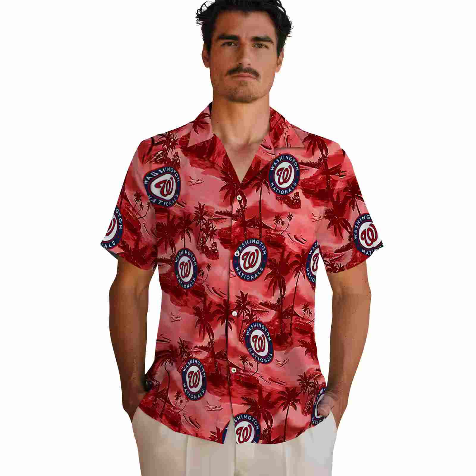 washington nationals coastal palms red hawaiian shirt fashion forward