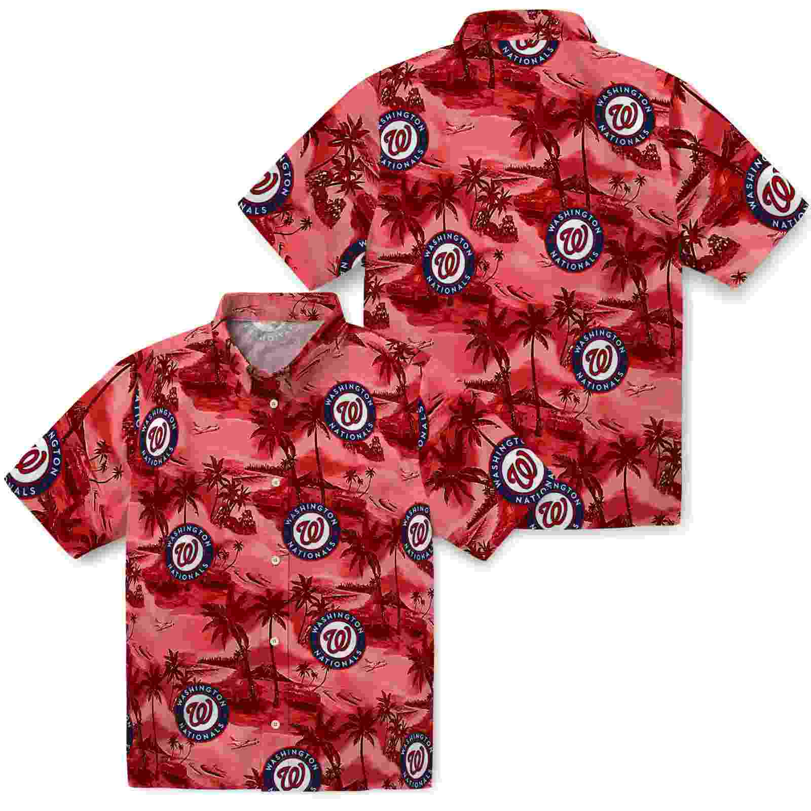 washington nationals coastal palms red hawaiian shirt high quality