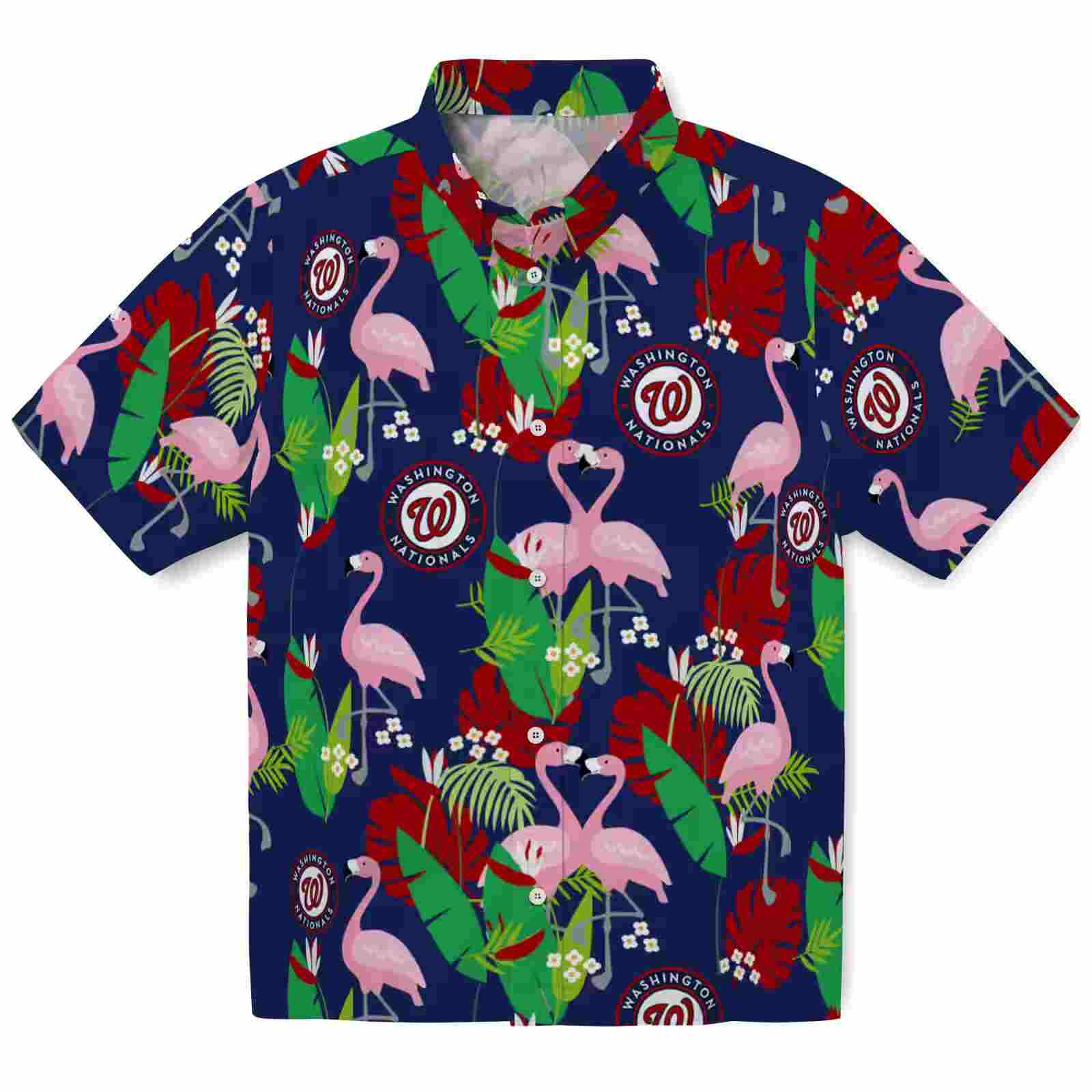 Washington Nationals Flamingo Foliage Red Green Hawaiian Shirt