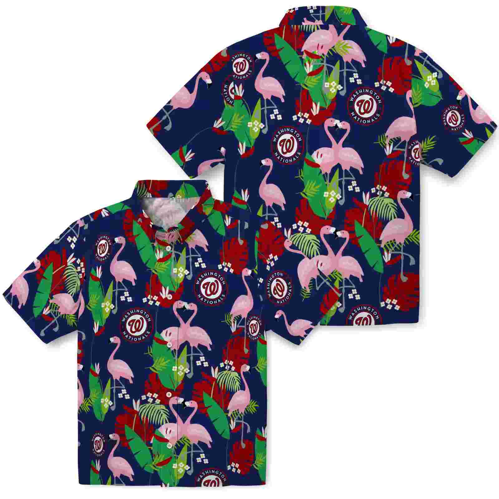 washington nationals flamingo foliage red green hawaiian shirt high quality