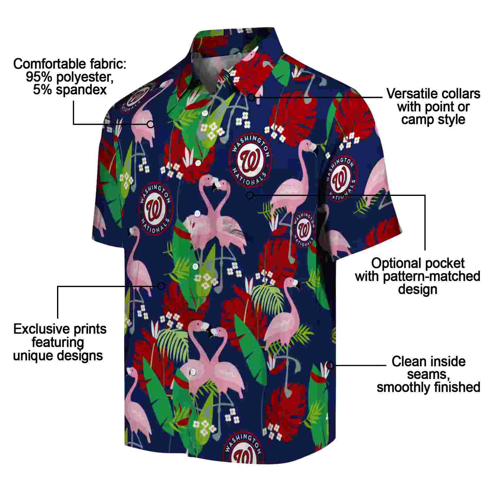 washington nationals flamingo foliage red green hawaiian shirt new arrival