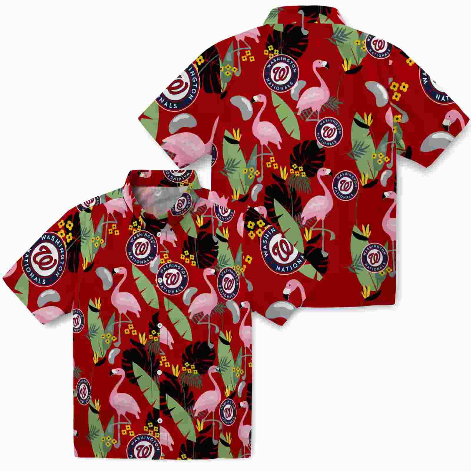 washington nationals flamingo leaves red hawaiian shirt high quality