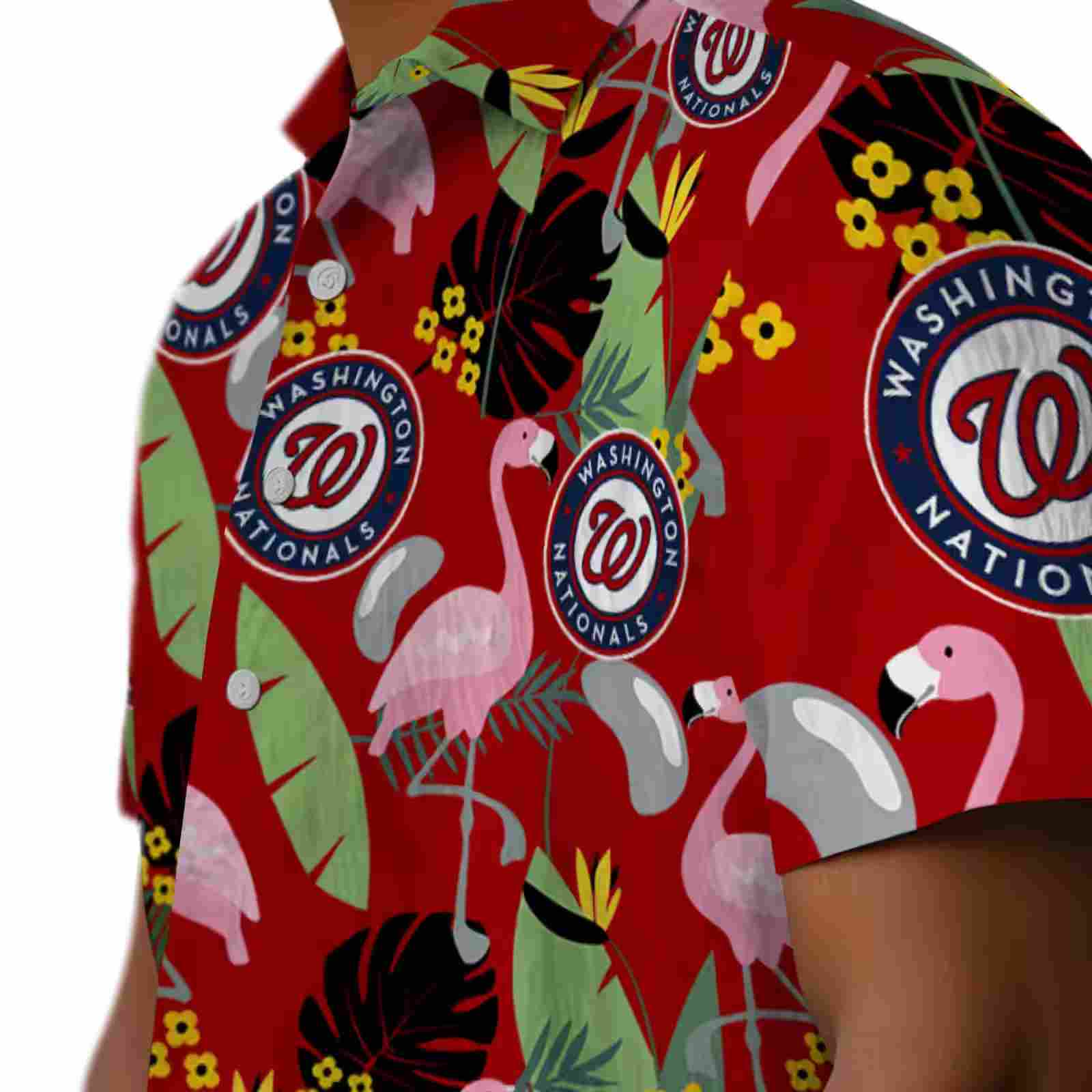 washington nationals flamingo leaves red hawaiian shirt trendy