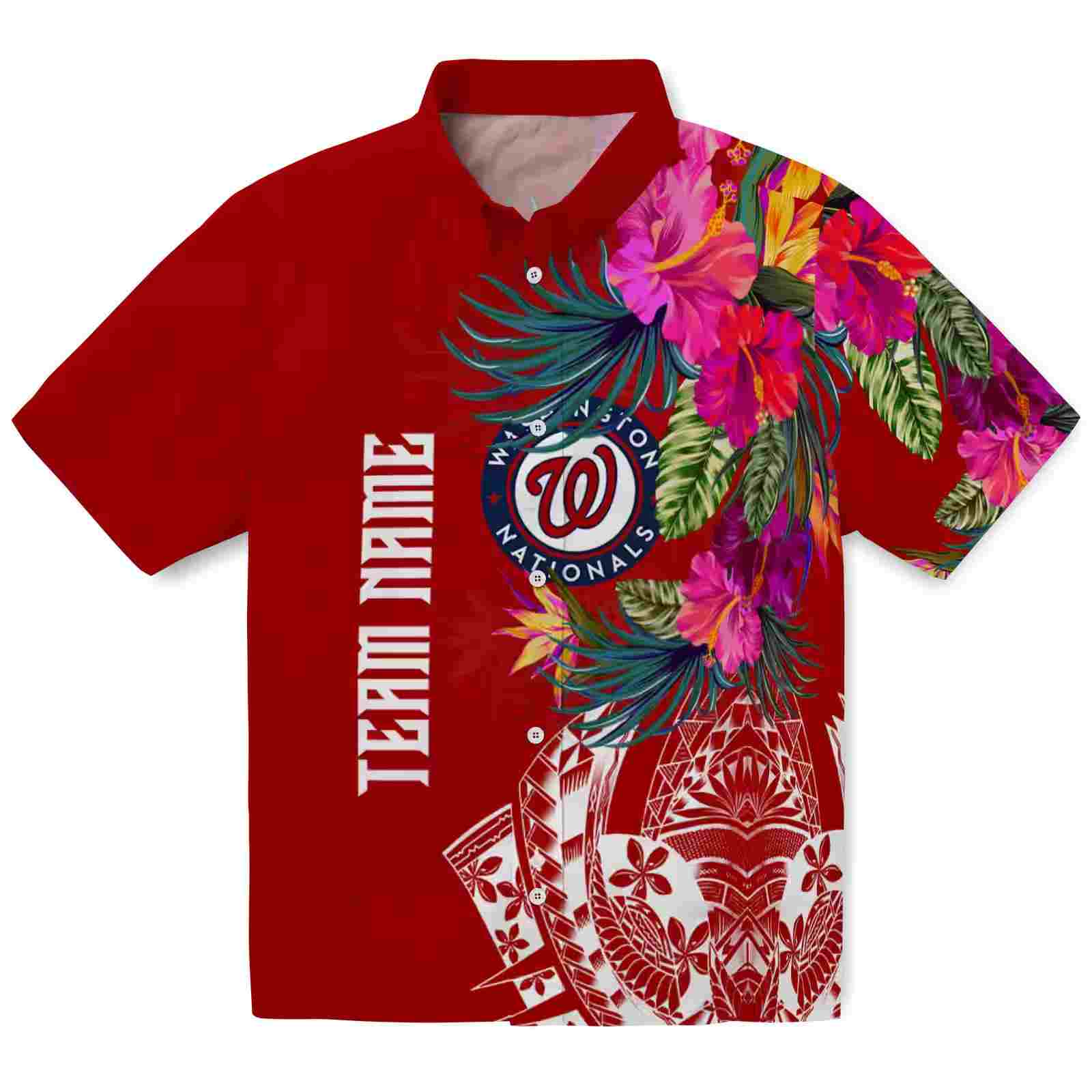 washington nationals floral polynesian red hawaiian shirt best selling