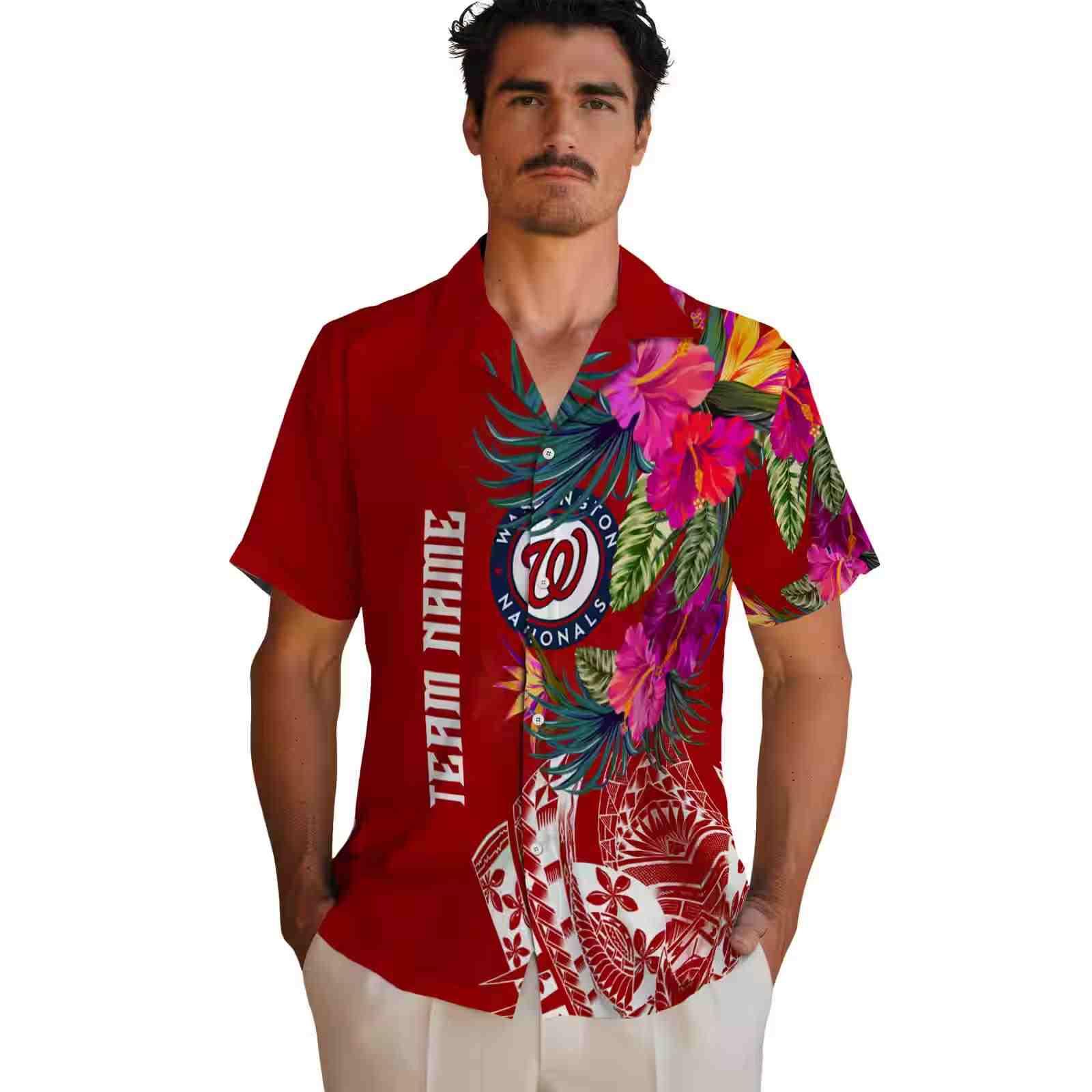 washington nationals floral polynesian red hawaiian shirt fashion forward