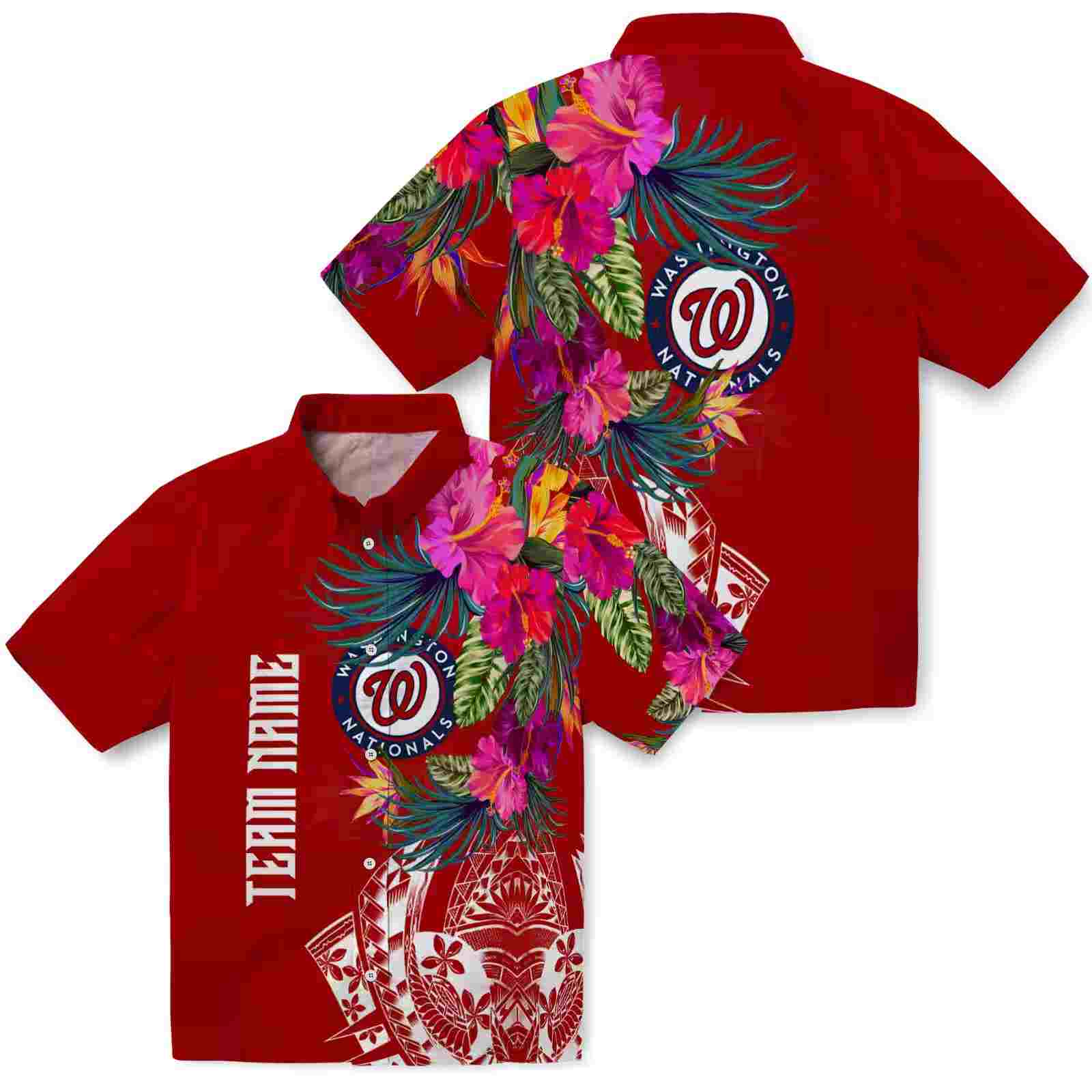 washington nationals floral polynesian red hawaiian shirt high quality