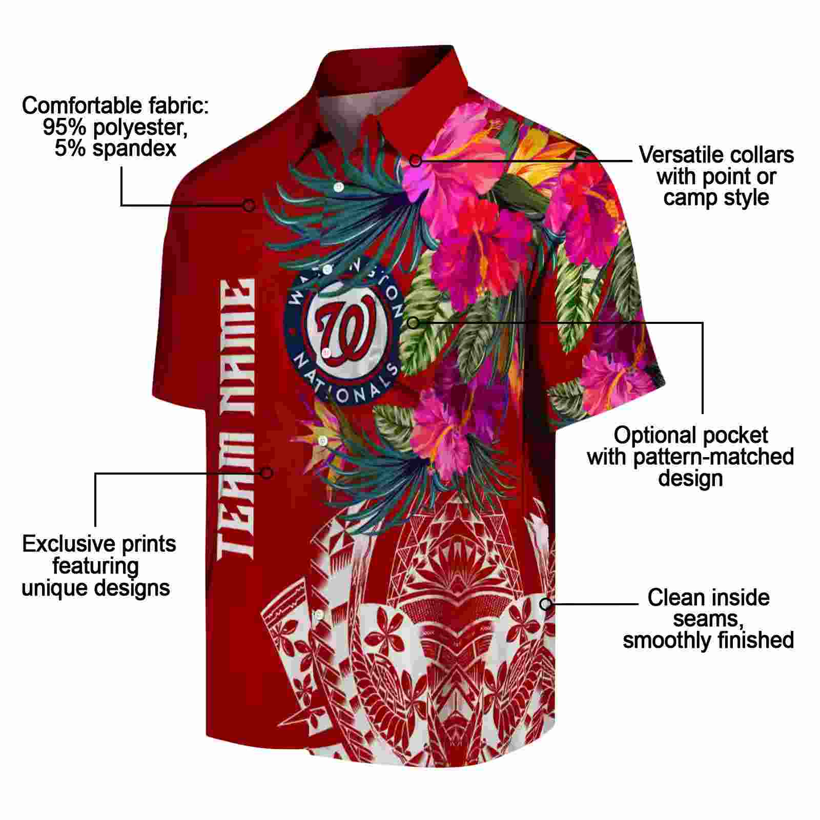 washington nationals floral polynesian red hawaiian shirt new arrival