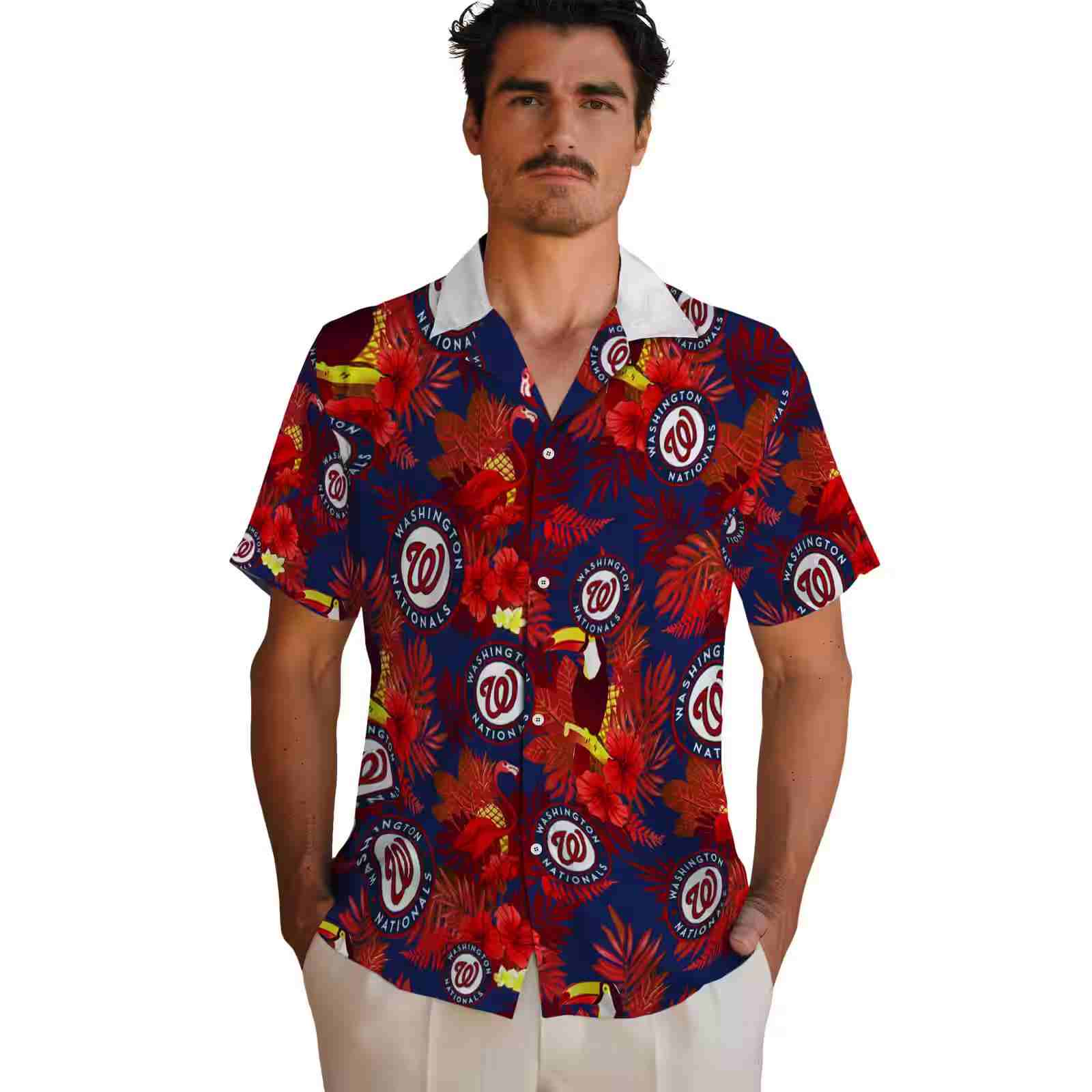 washington nationals floral toucan red hawaiian shirt fashion forward