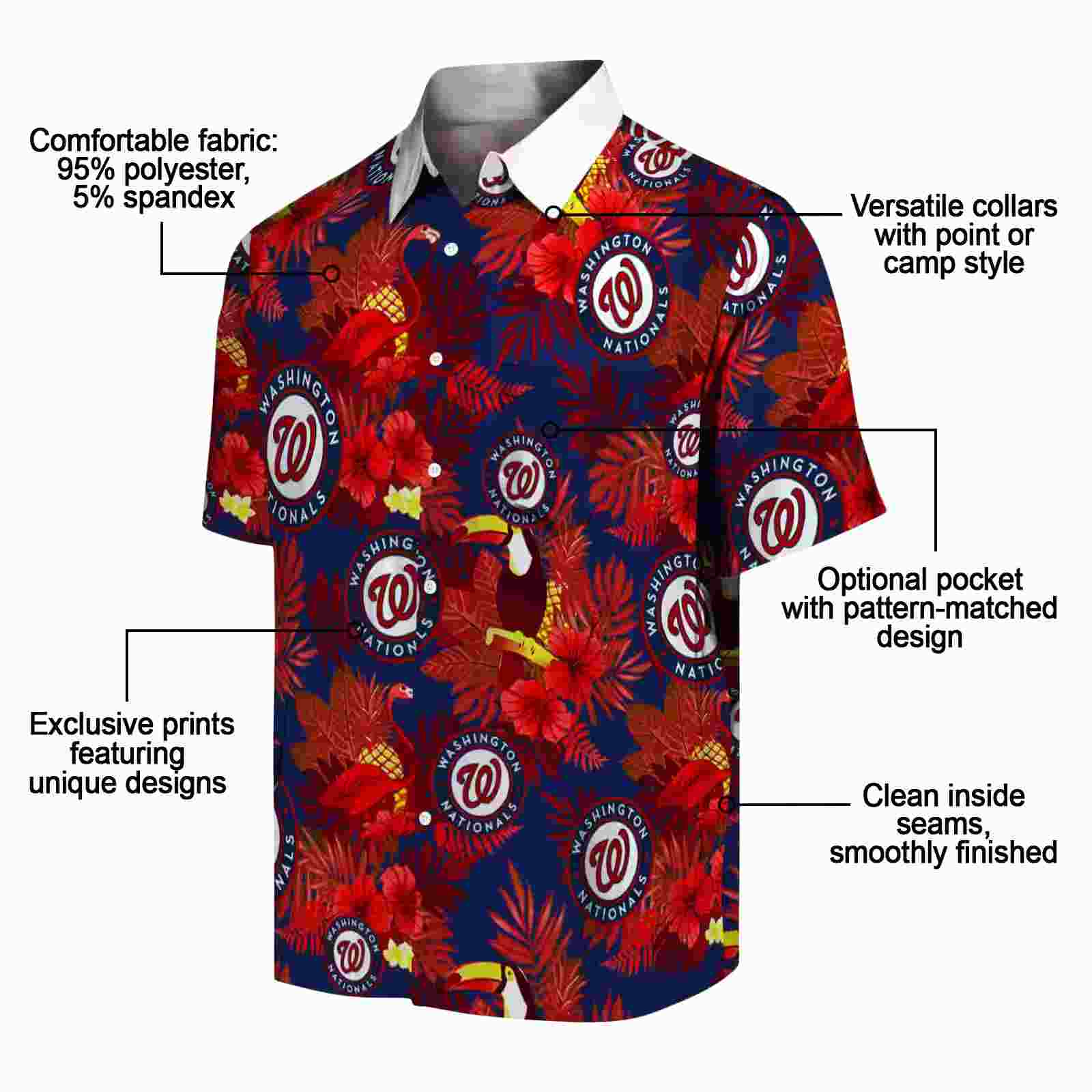 washington nationals floral toucan red hawaiian shirt new arrival