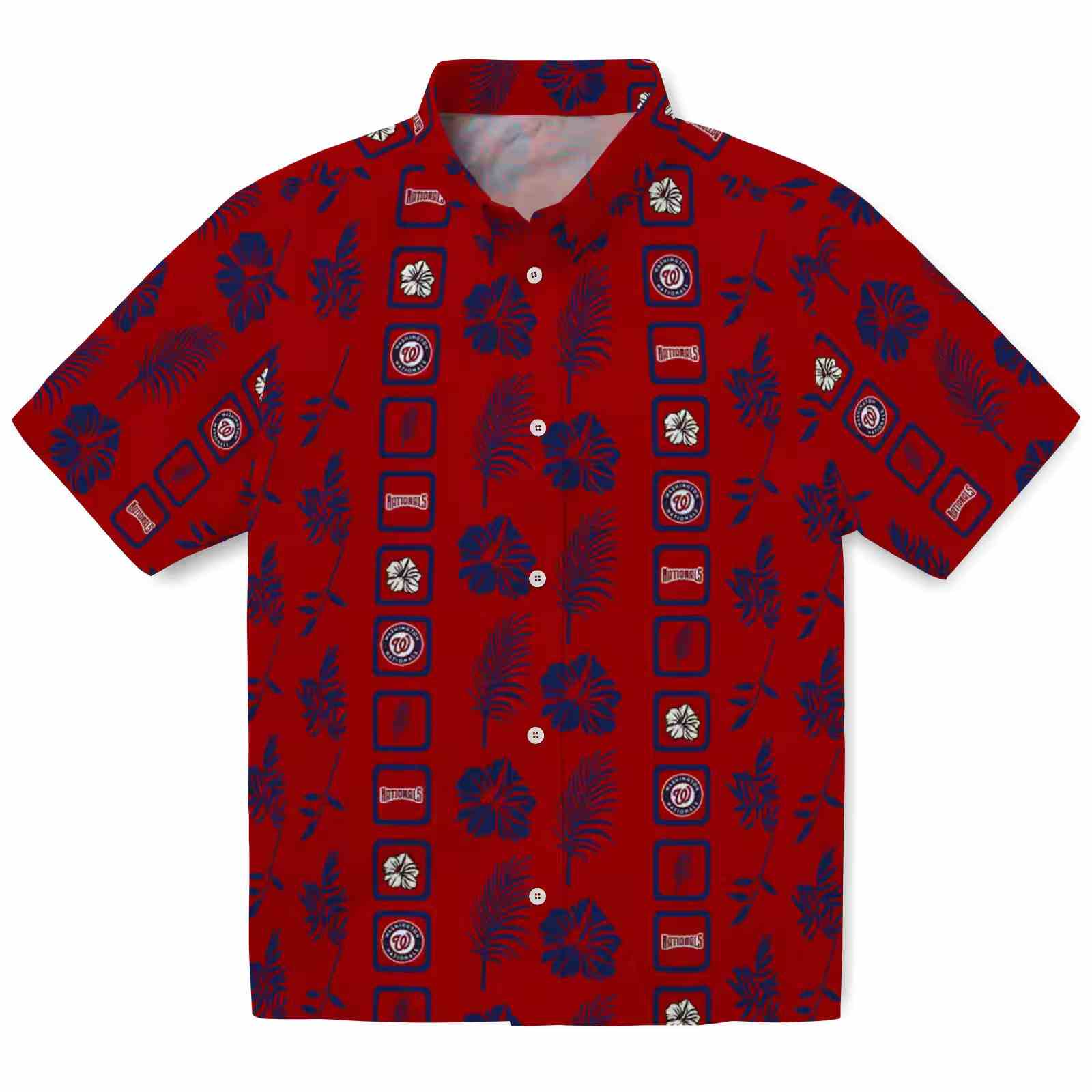 Washington Nationals Framed Floral Red Hawaiian Shirt