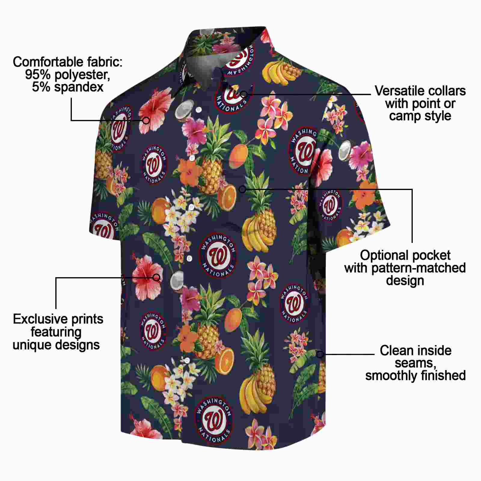 washington nationals hibiscus and fruit navy blue hawaiian shirt new arrival