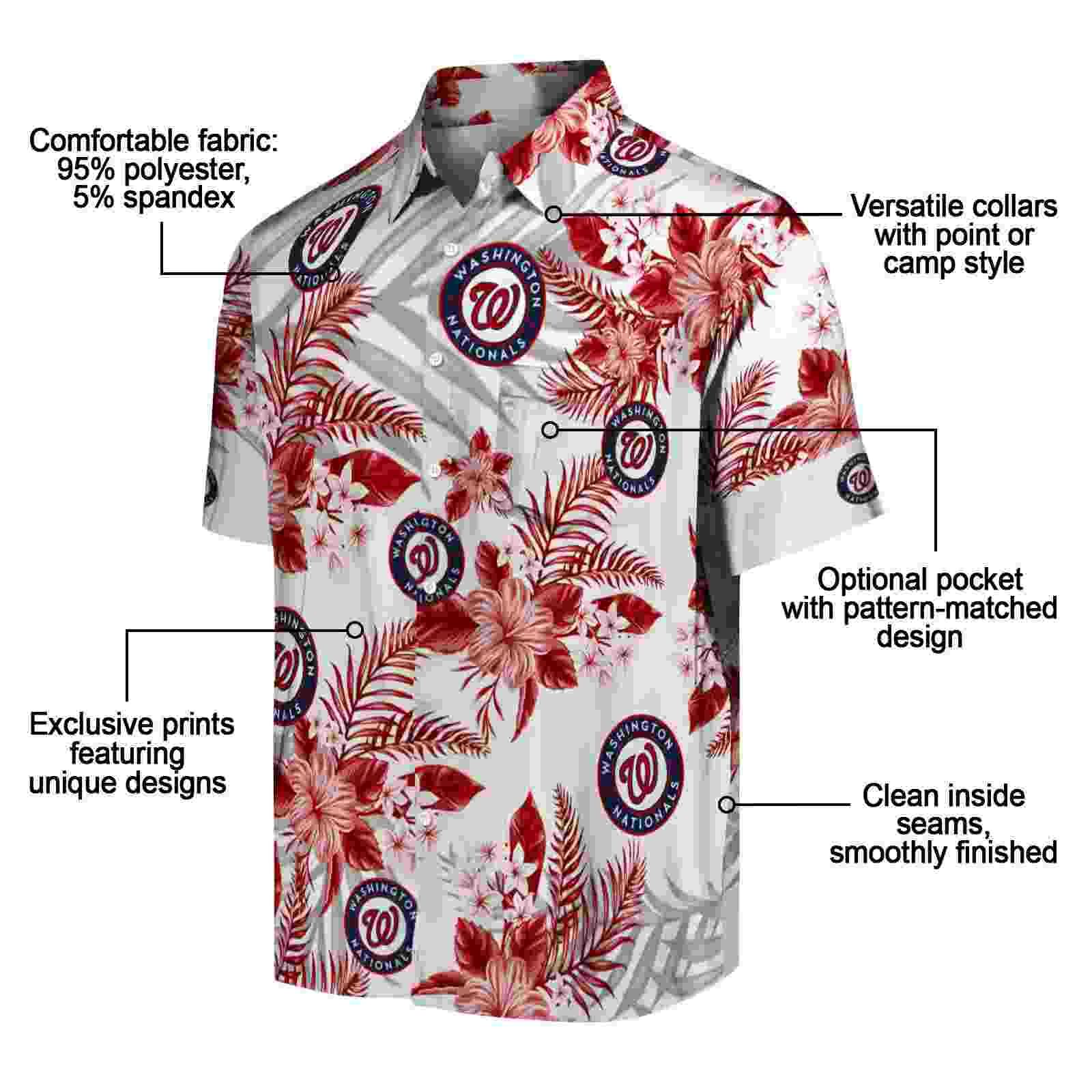 washington nationals hibiscus palm leaves red white hawaiian shirt new arrival