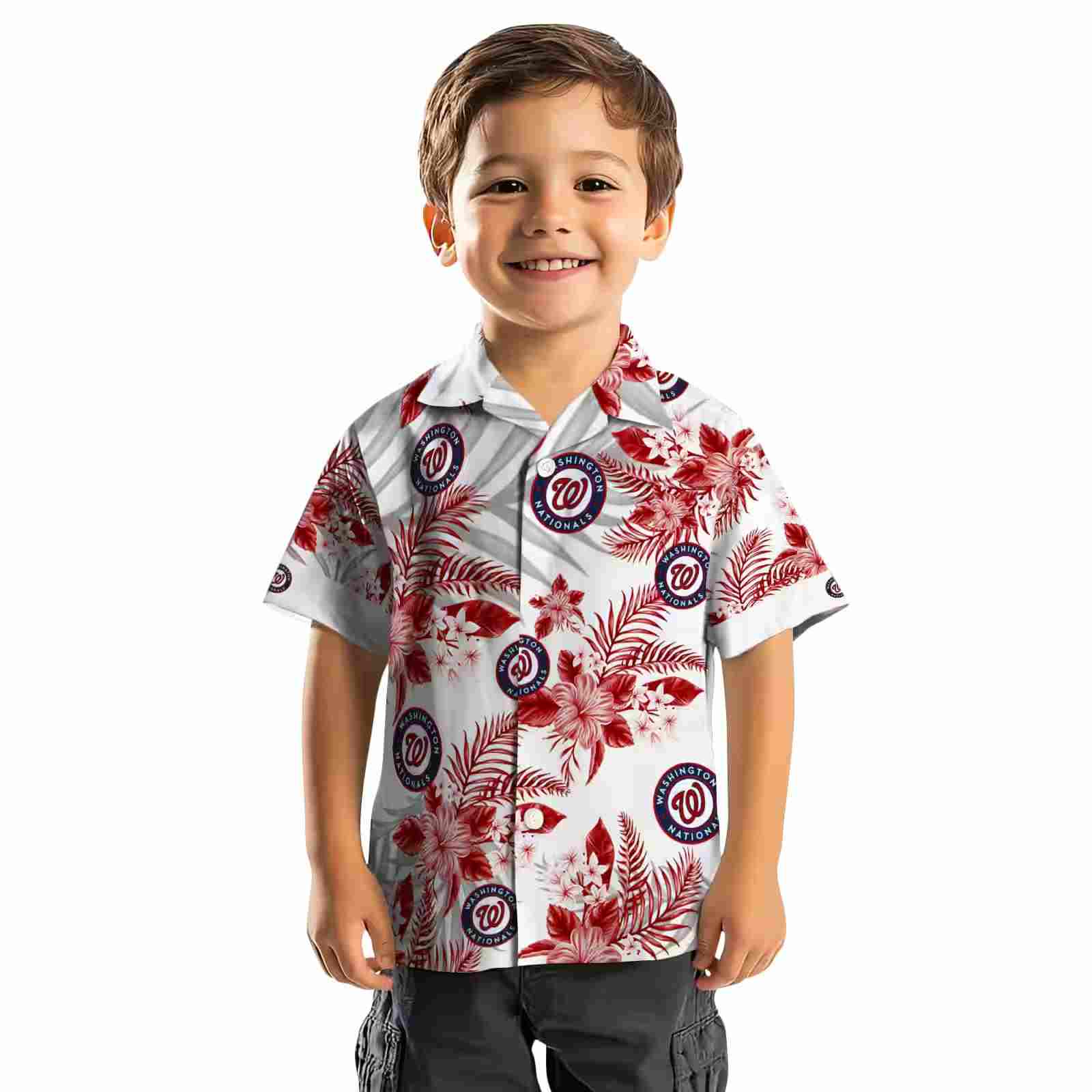 washington nationals hibiscus palm leaves red white hawaiian shirt top rated