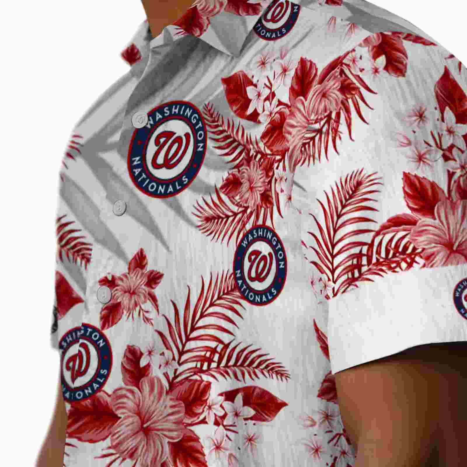 washington nationals hibiscus palm leaves red white hawaiian shirt trendy