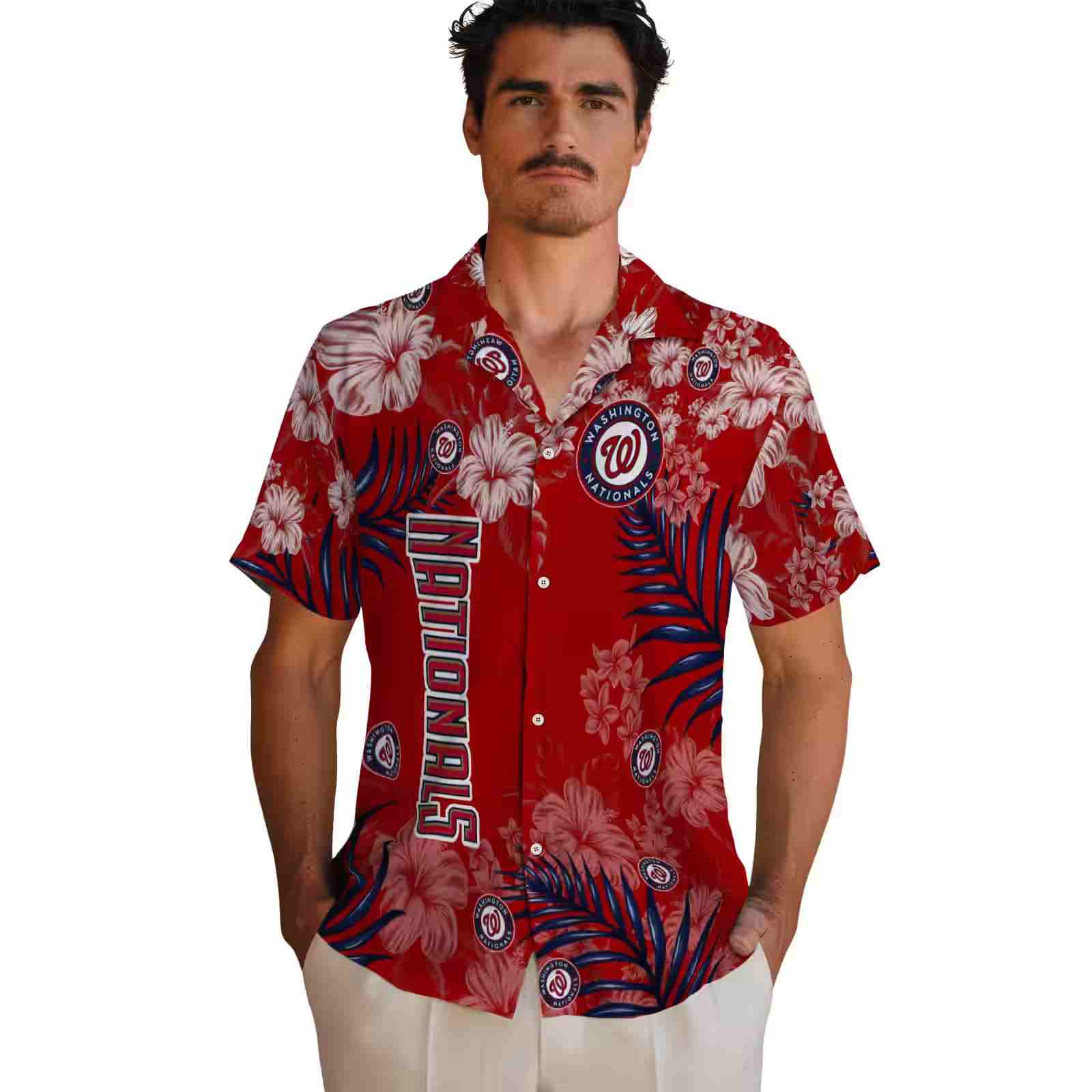 washington nationals hibiscus print red hawaiian shirt fashion forward