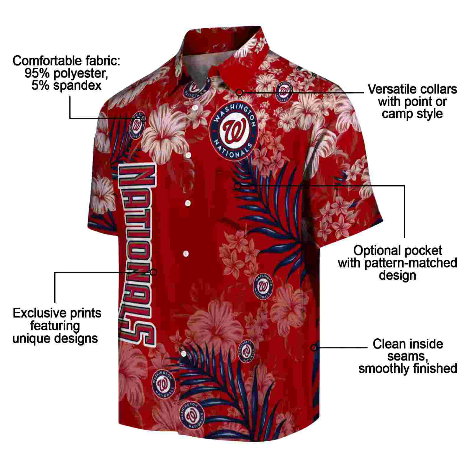 washington nationals hibiscus print red hawaiian shirt new arrival