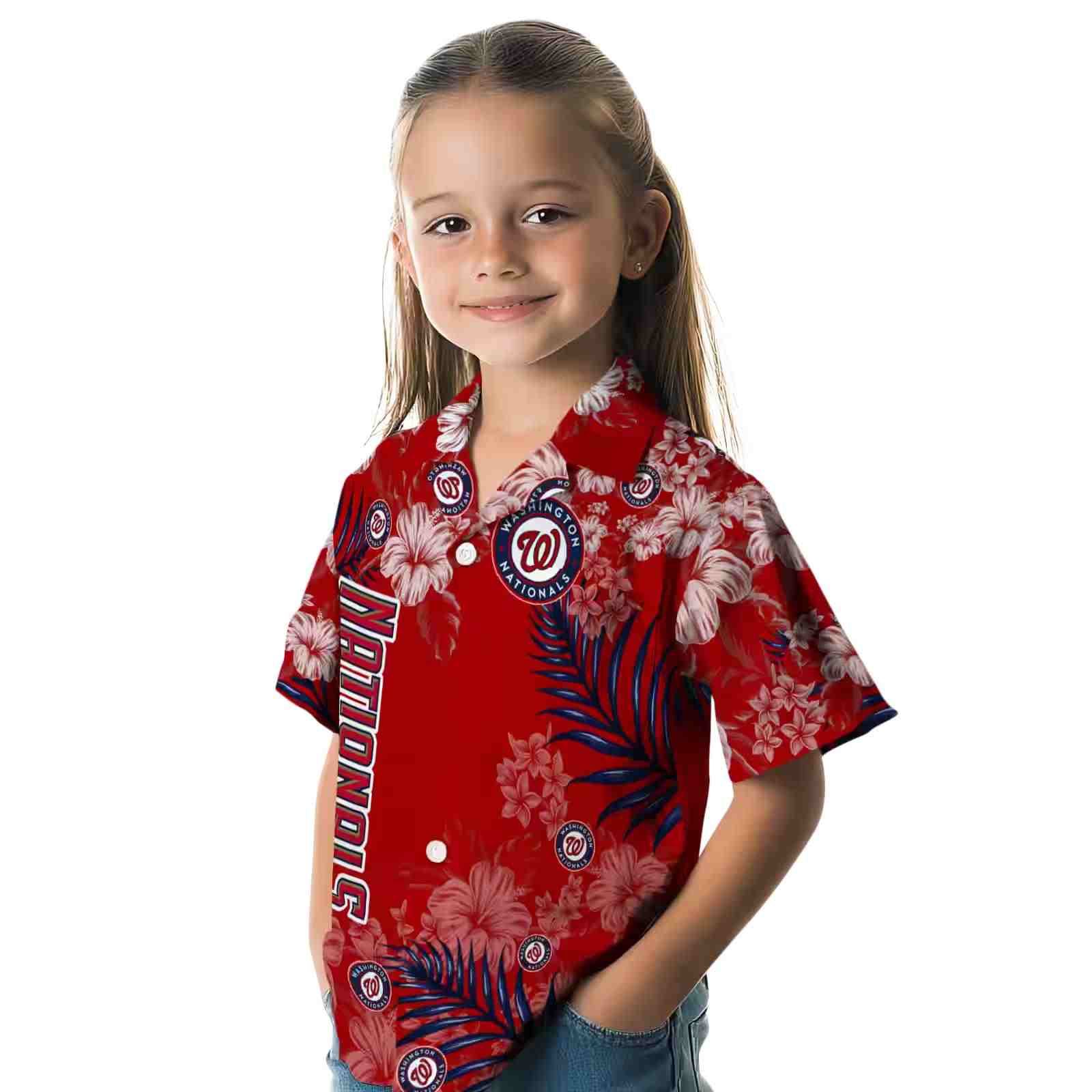 washington nationals hibiscus print red hawaiian shirt premium grade