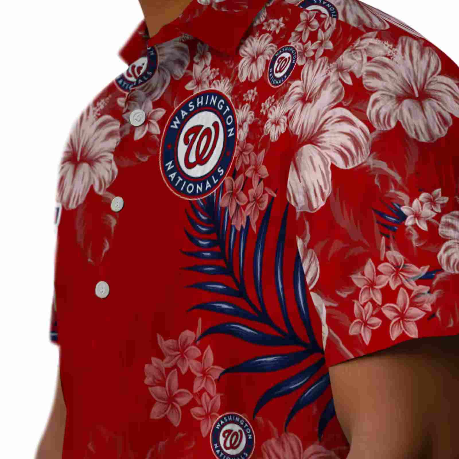 washington nationals hibiscus print red hawaiian shirt trendy