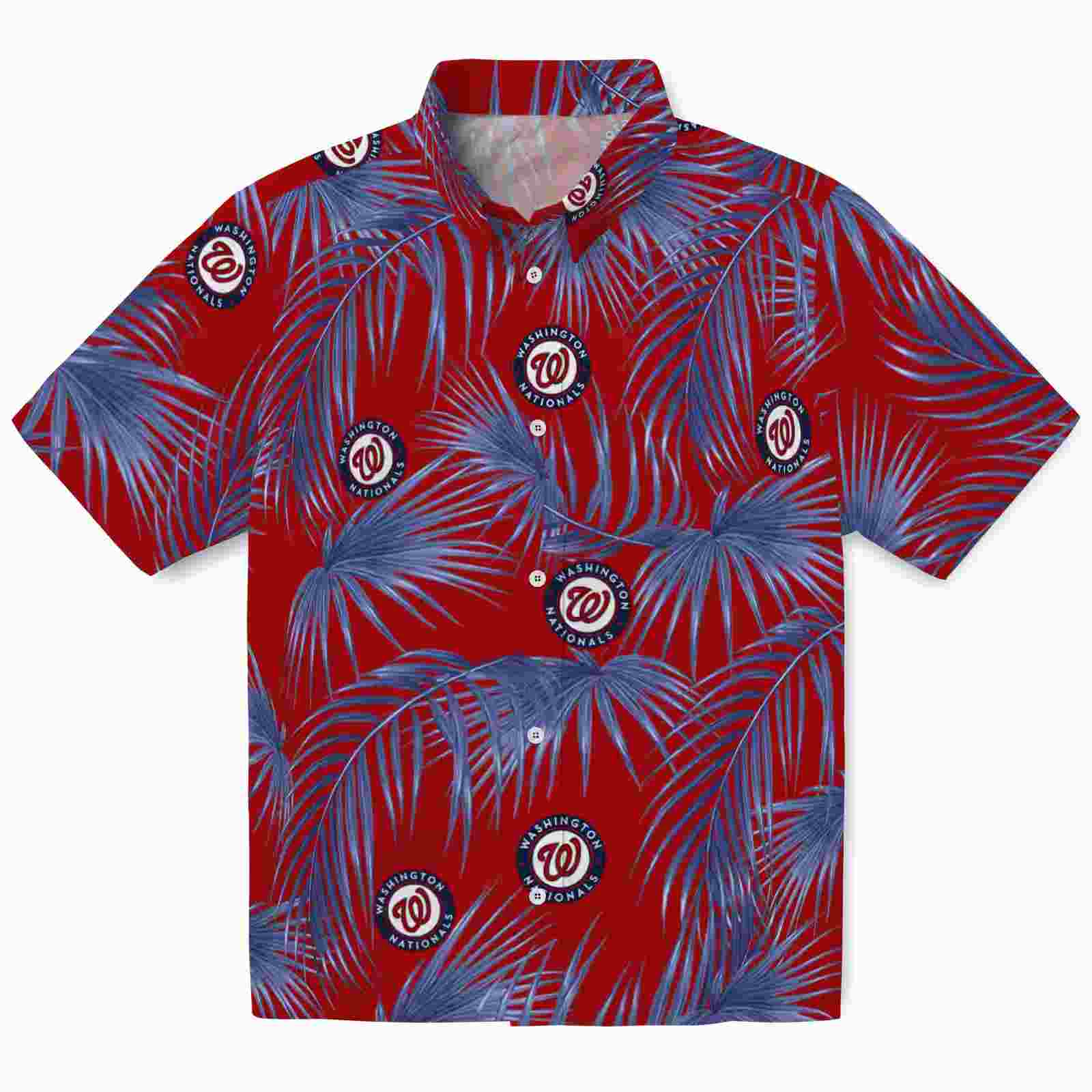 Washington Nationals Leafy Palms Red Hawaiian Shirt