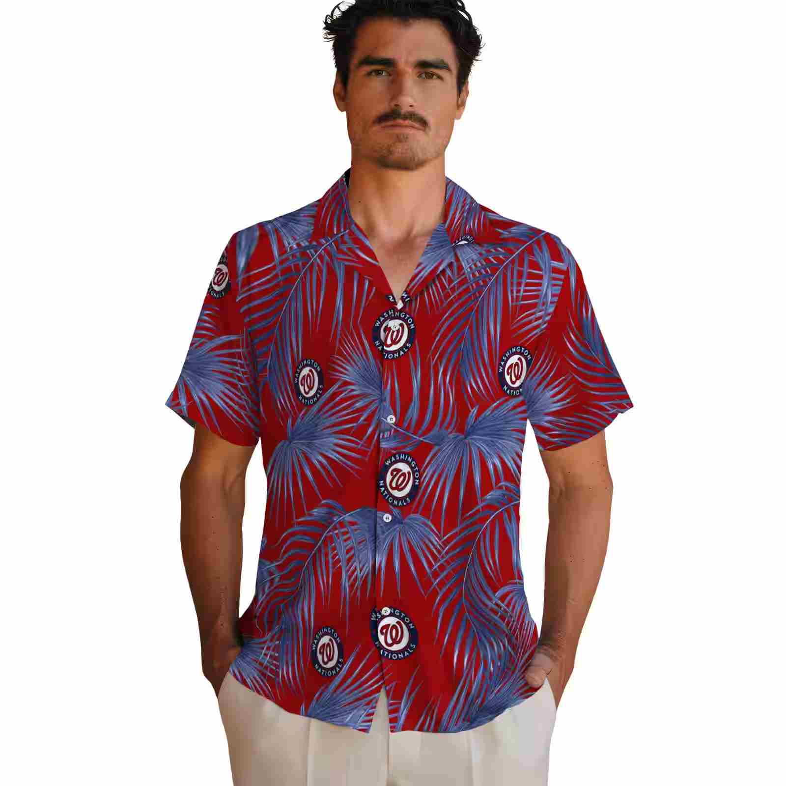 washington nationals leafy palms red hawaiian shirt fashion forward