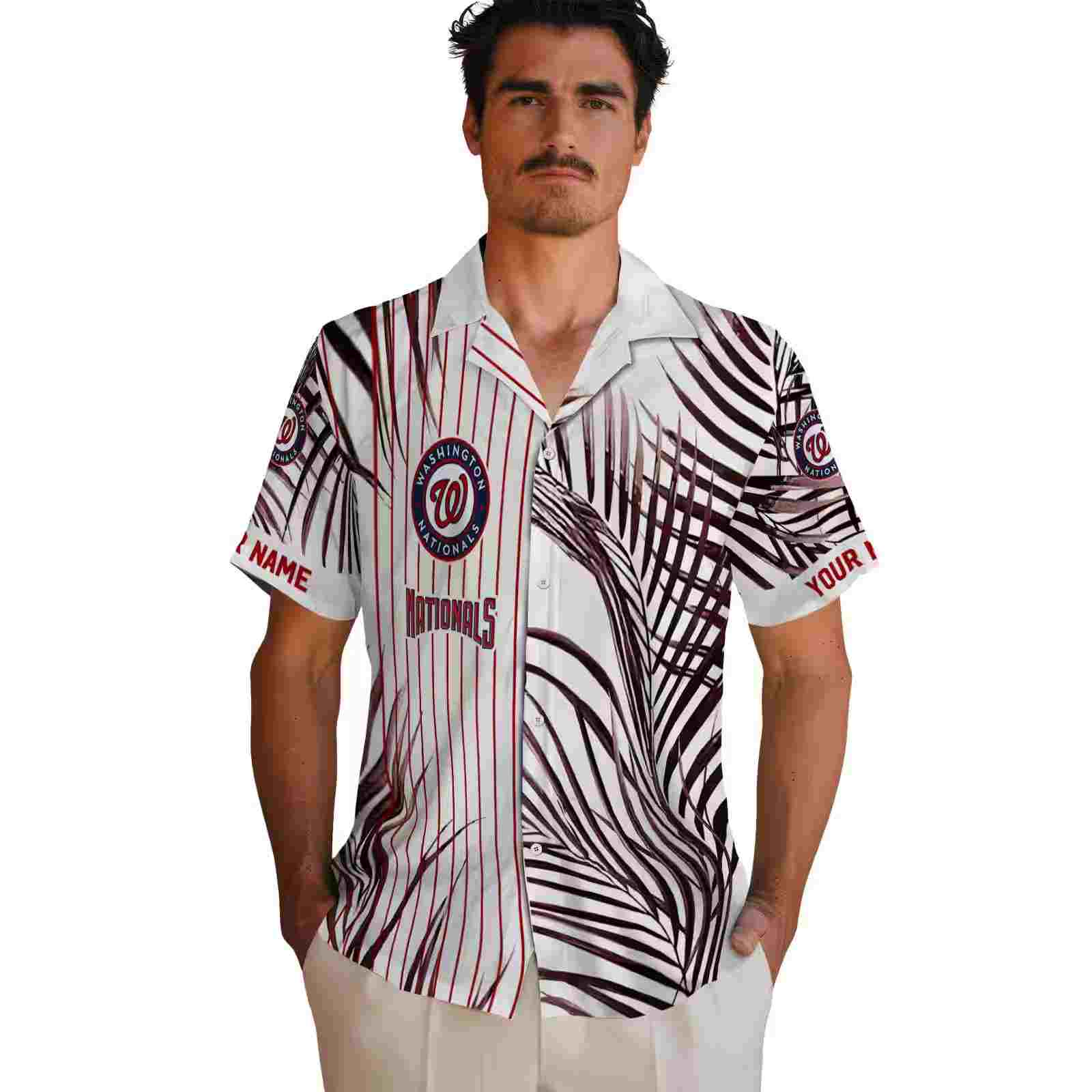 washington nationals palm stripes red black white hawaiian shirt fashion forward